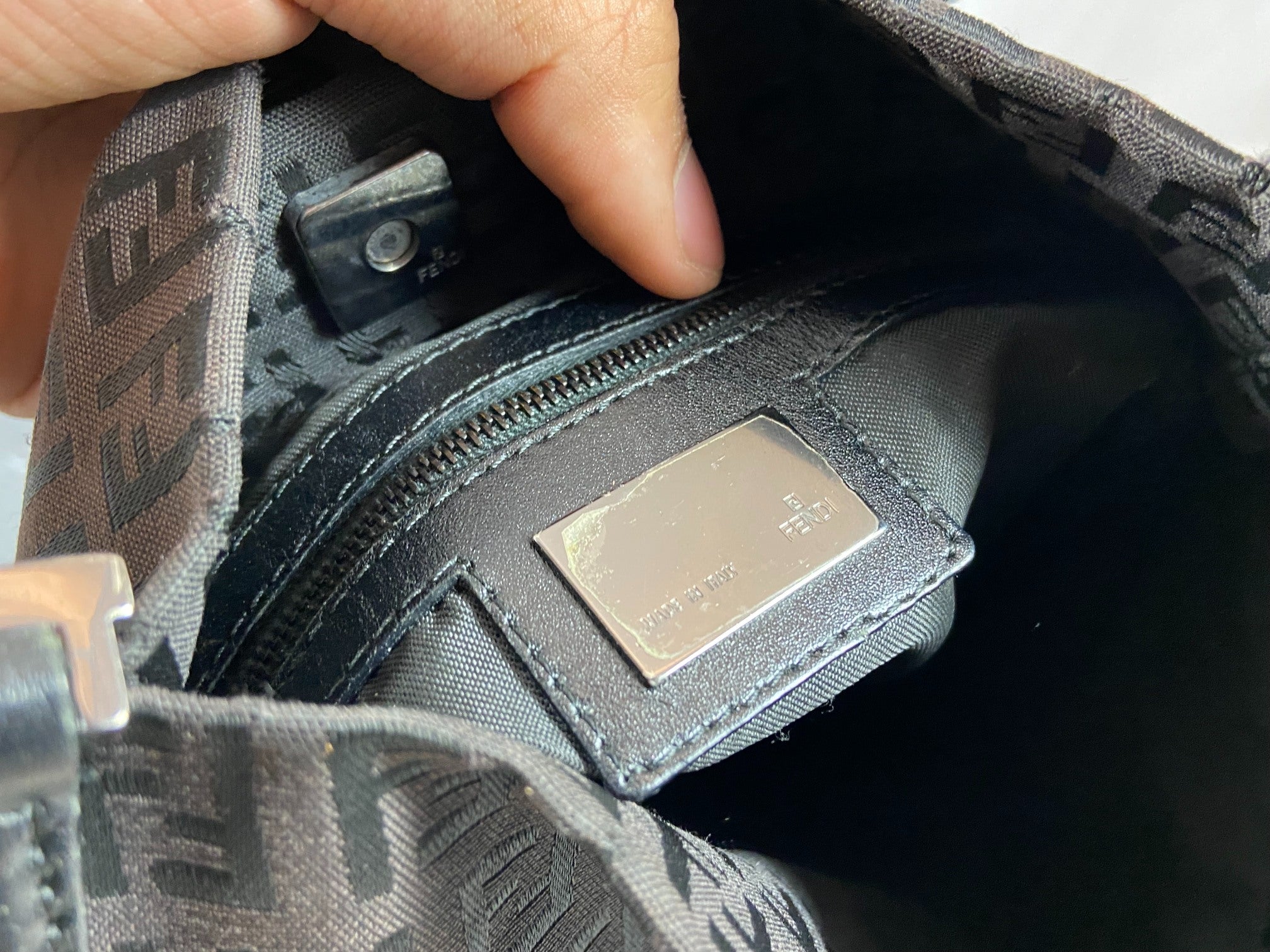 Fendi Shoulder / Side Bag Black Zucchino Monogram