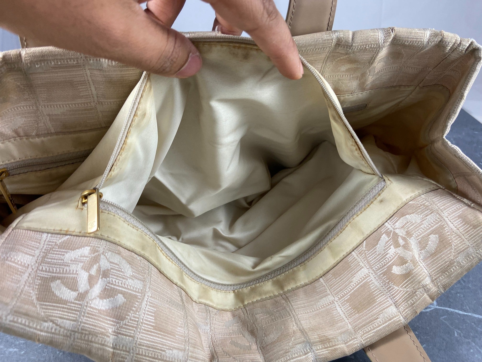 Chanel Travel Line Hand / Shoulder Bag Beige