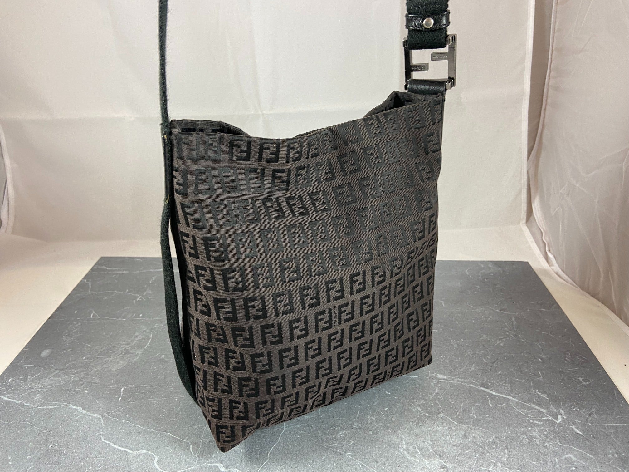 Fendi Shoulder / Side Bag Black Zucchino Monogram