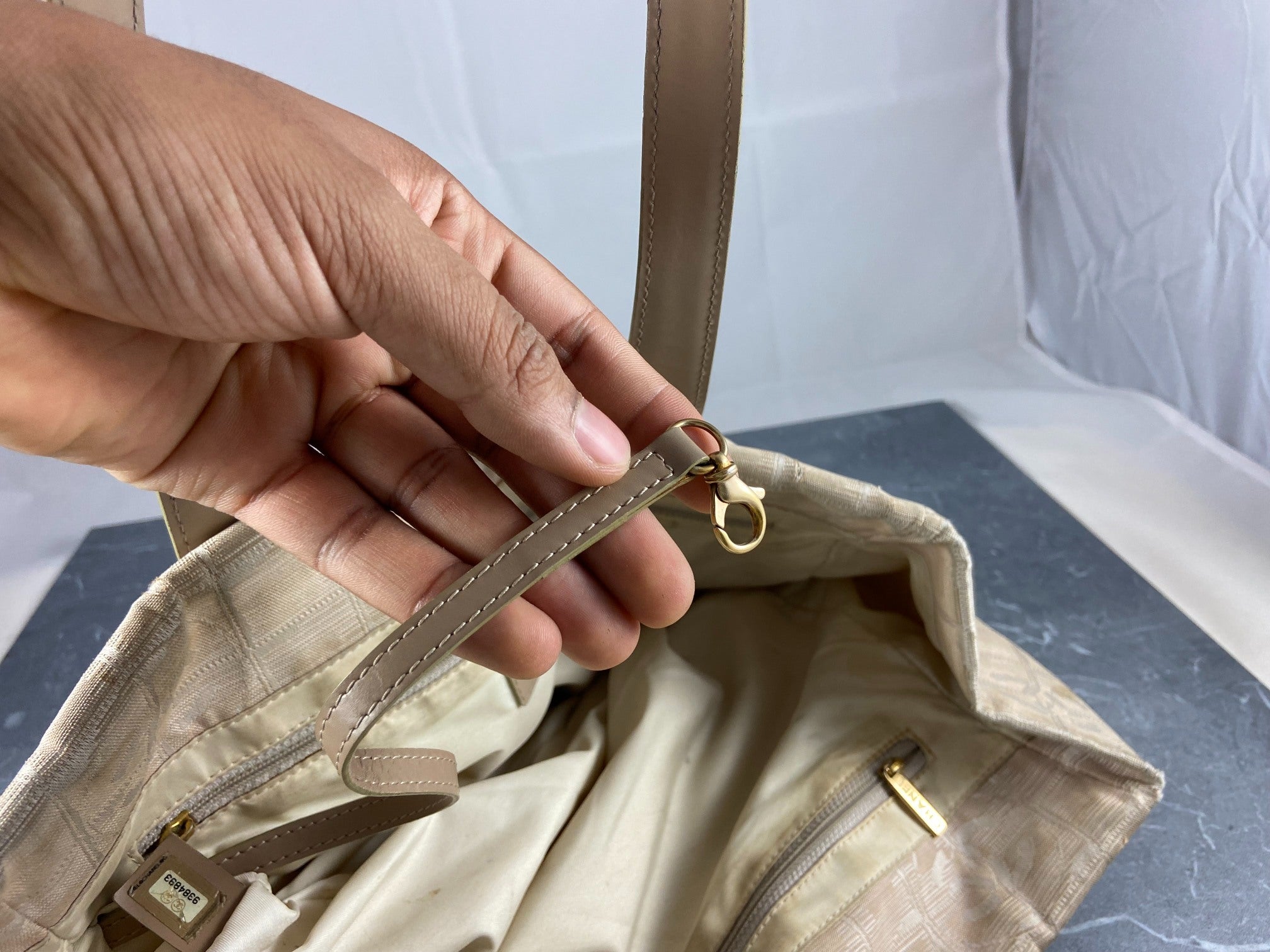 Chanel Travel Line Hand / Shoulder Bag Beige