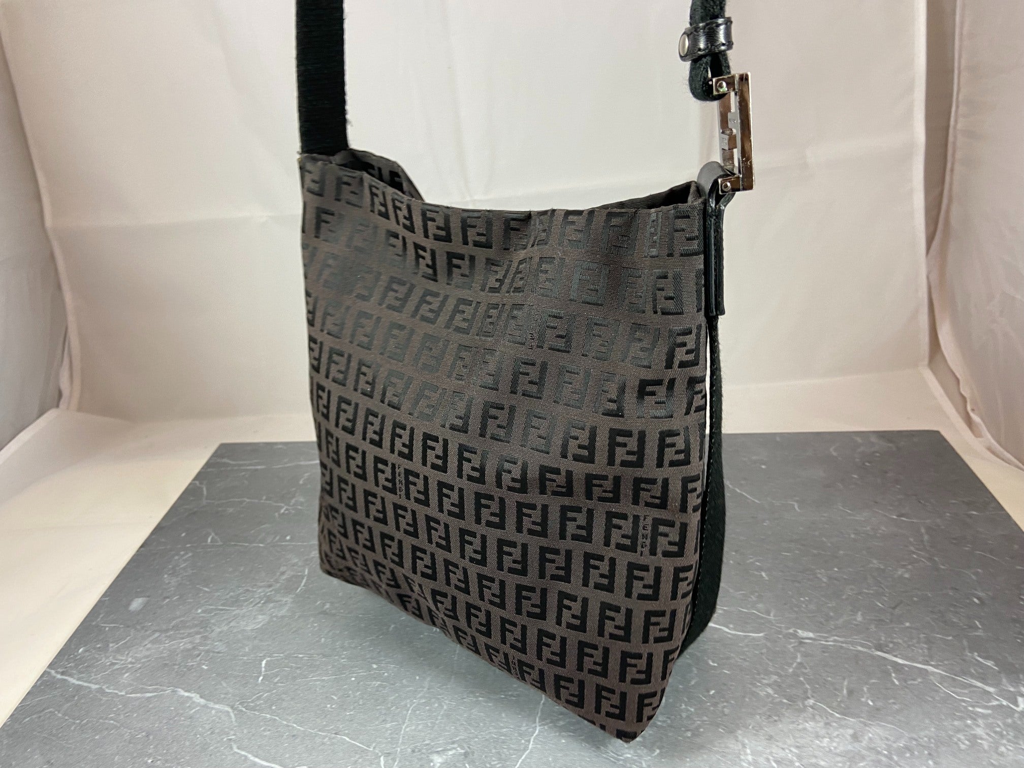 Fendi Shoulder / Side Bag Black Zucchino Monogram