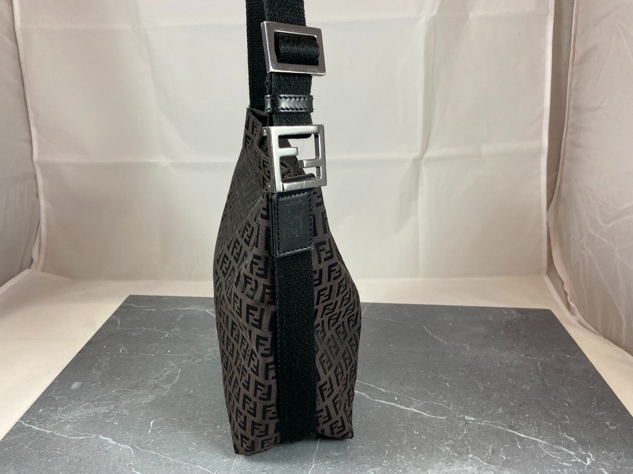 Fendi Shoulder / Side Bag Black Zucchino Monogram