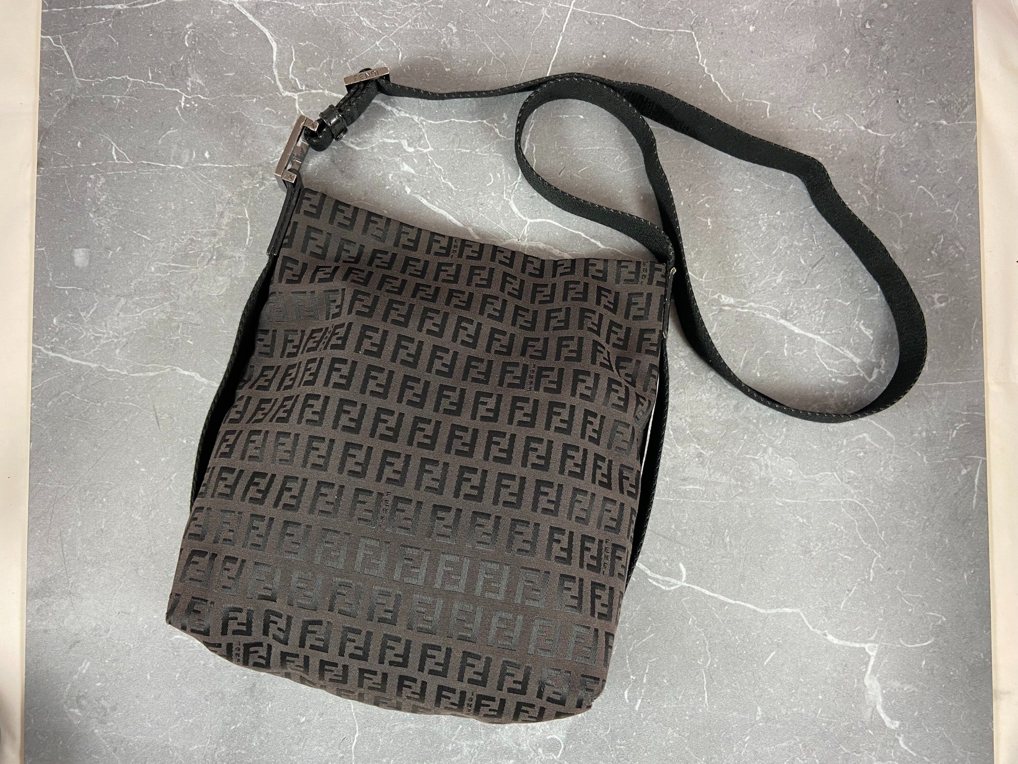 Fendi Shoulder / Side Bag Black Zucchino Monogram