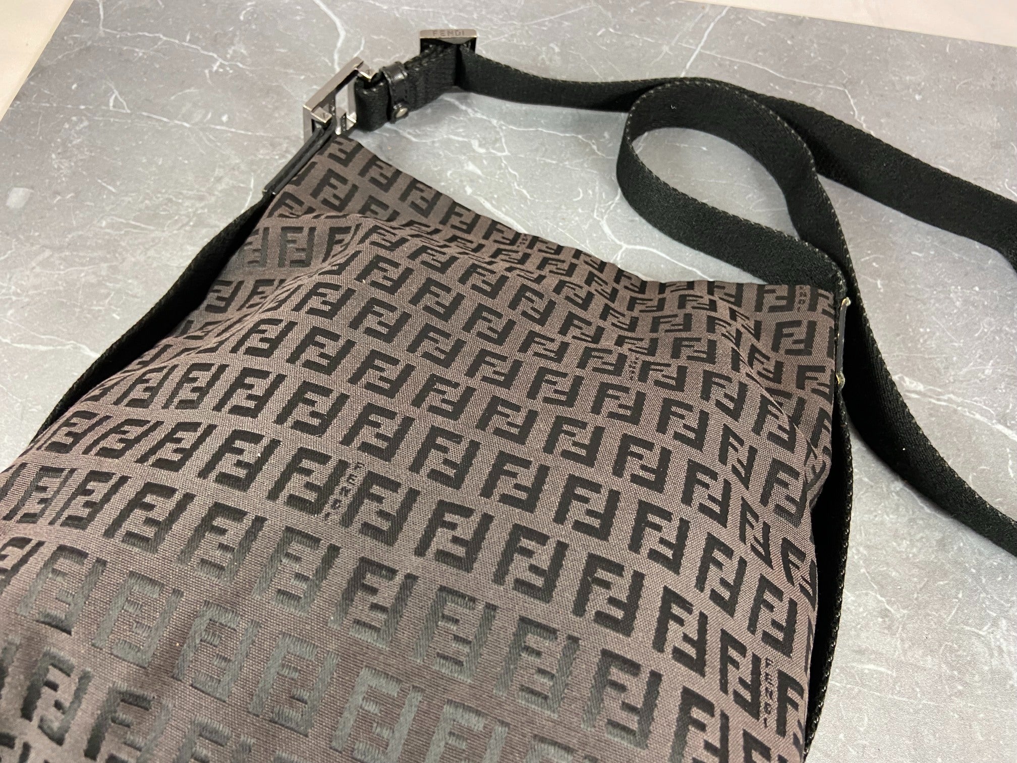 Fendi Shoulder / Side Bag Black Zucchino Monogram