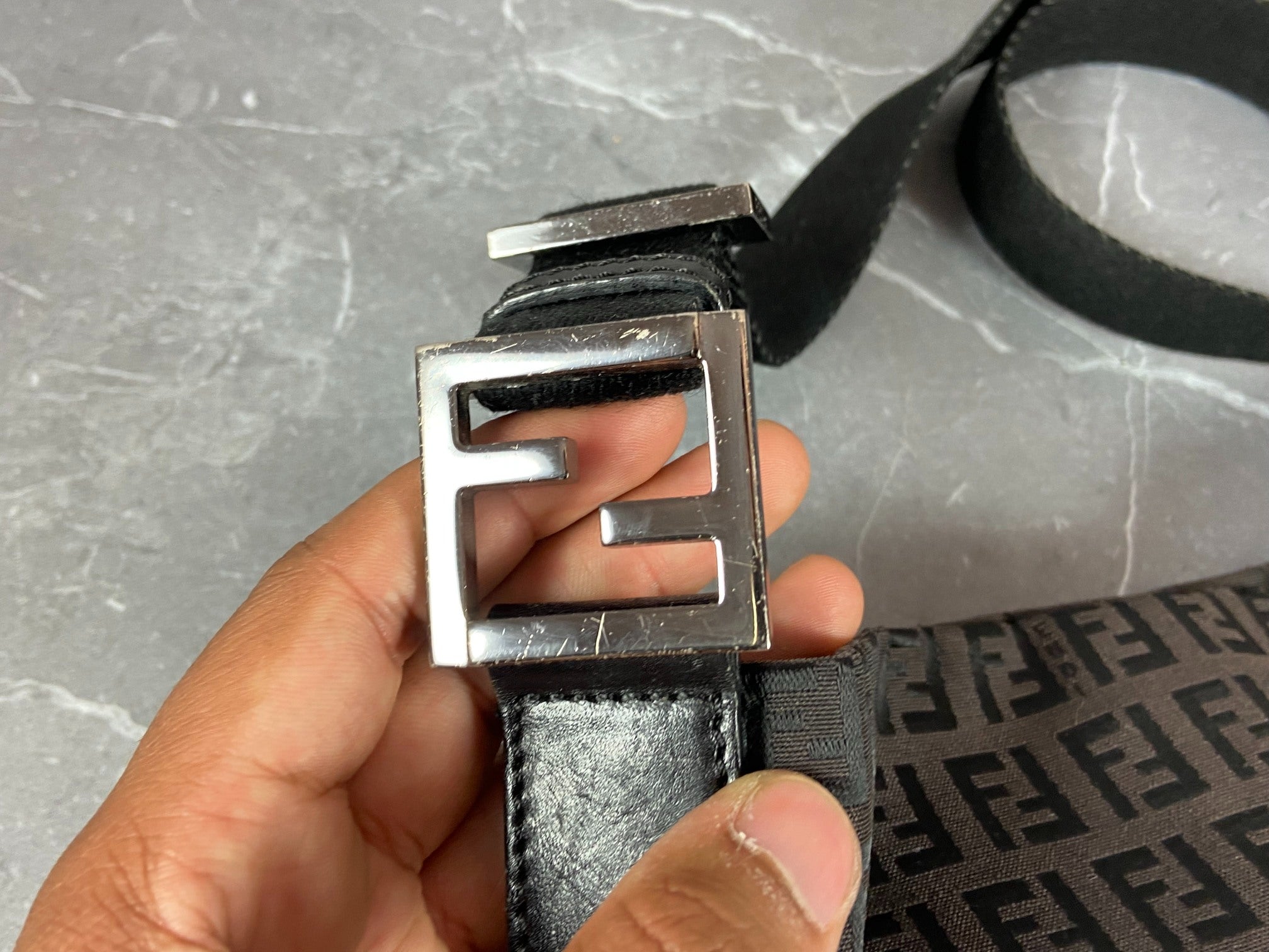 Fendi Shoulder / Side Bag Black Zucchino Monogram