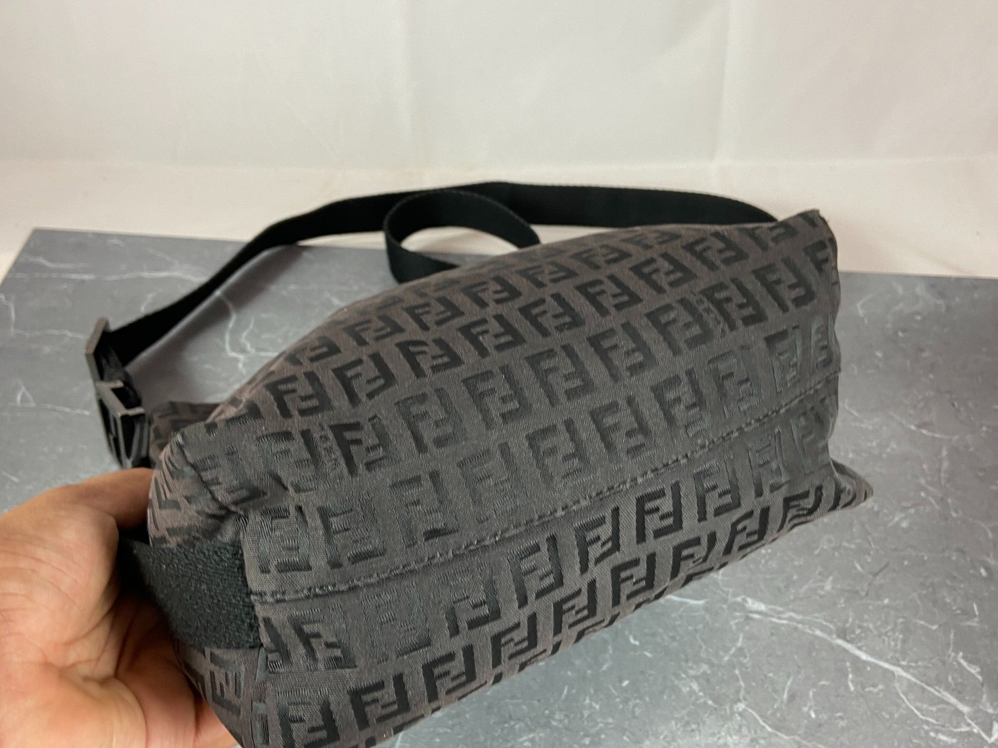 Fendi Shoulder / Side Bag Black Zucchino Monogram