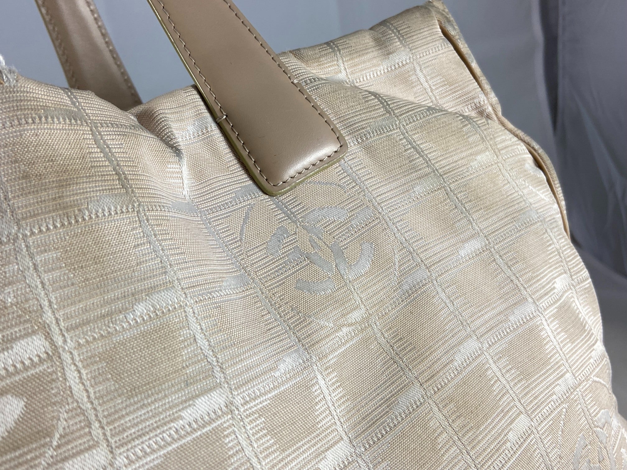 Chanel Travel Line Hand / Shoulder Bag Beige