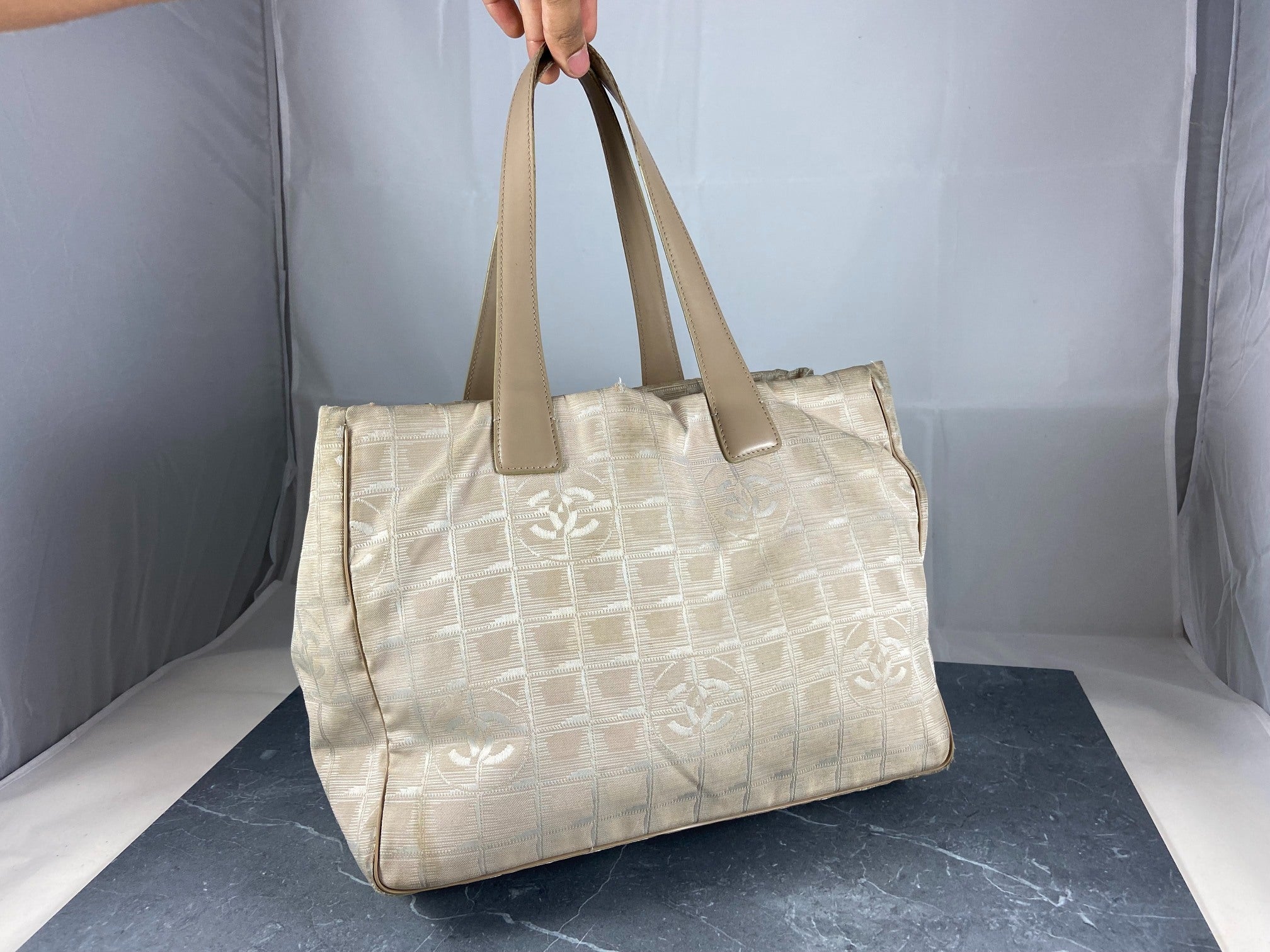 Chanel Travel Line Hand / Shoulder Bag Beige