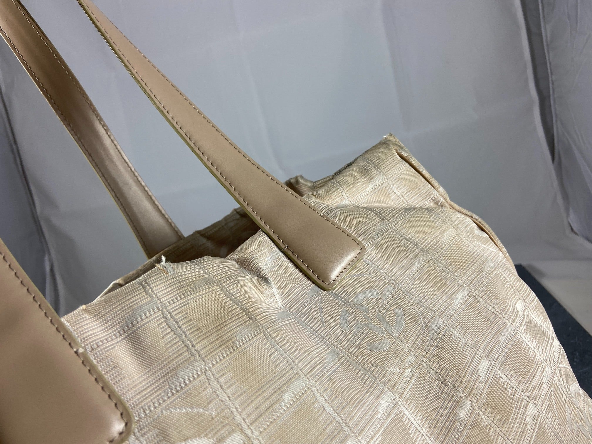 Chanel Travel Line Hand / Shoulder Bag Beige