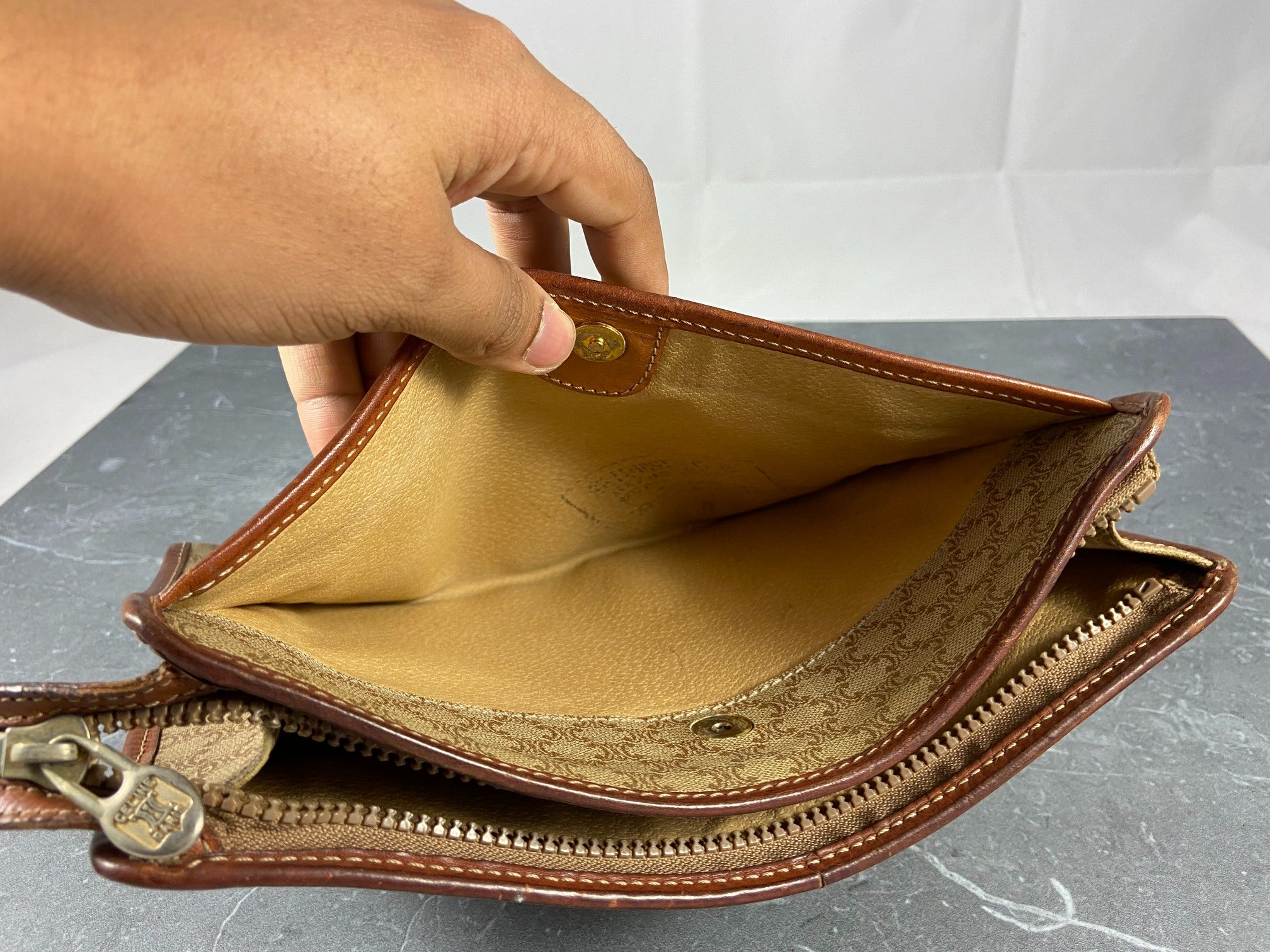 Celine Macadam Clutch Beige