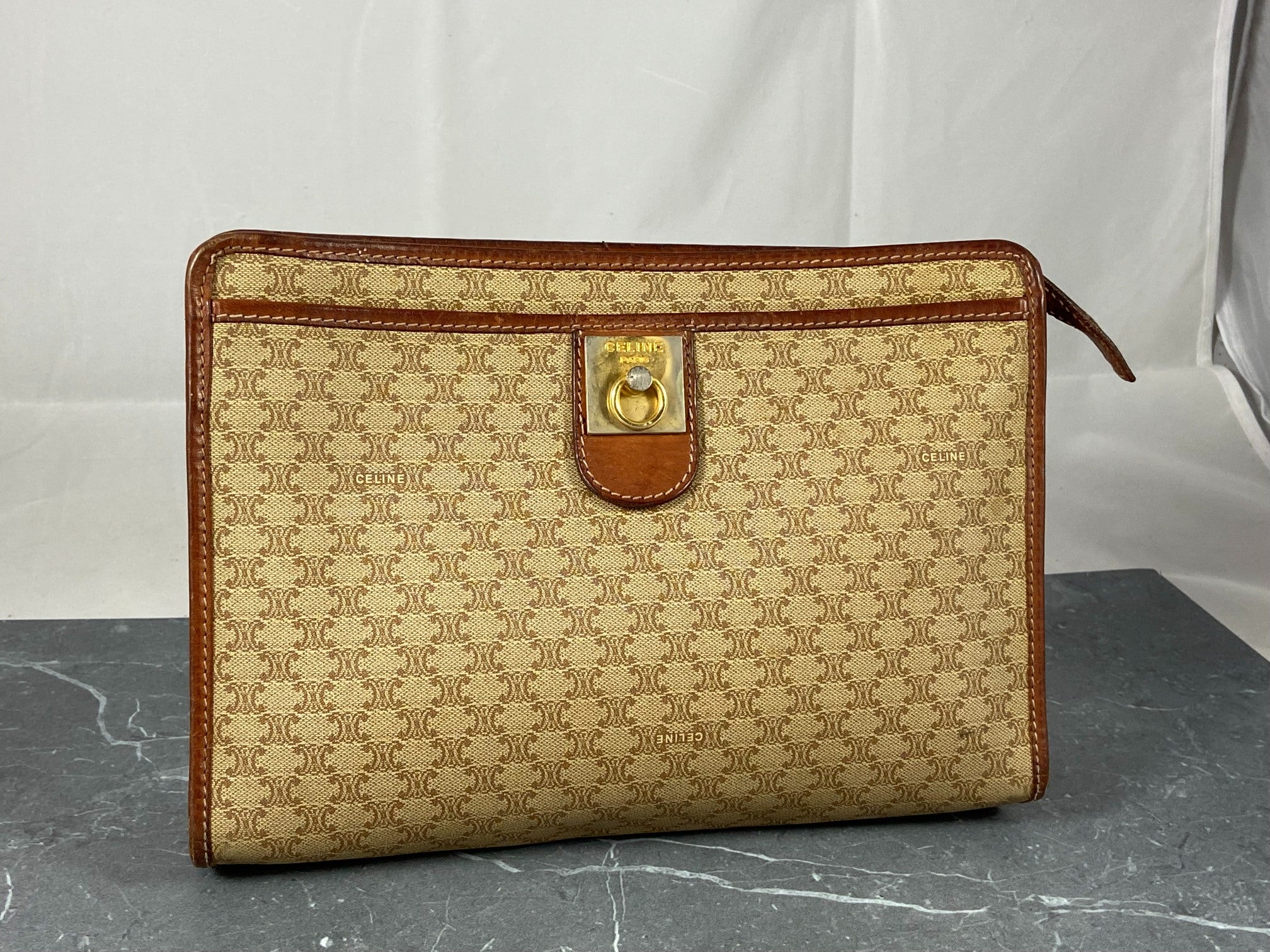 Celine Macadam Clutch Beige