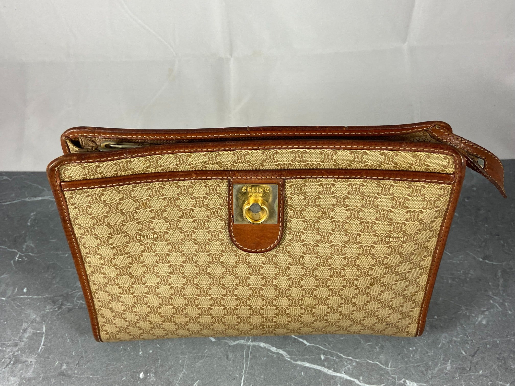 Celine Macadam Clutch Beige