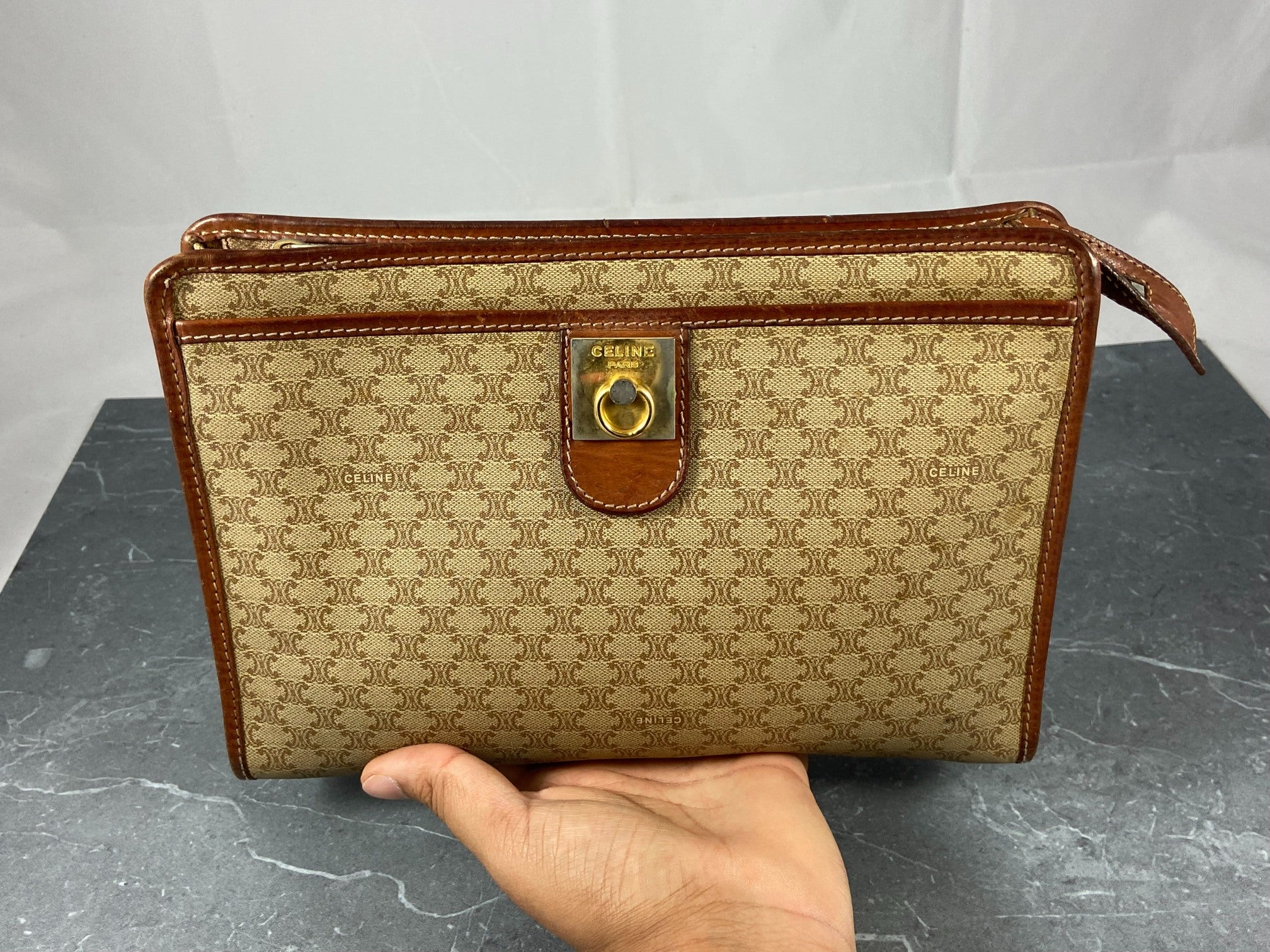 Celine Macadam Clutch Beige