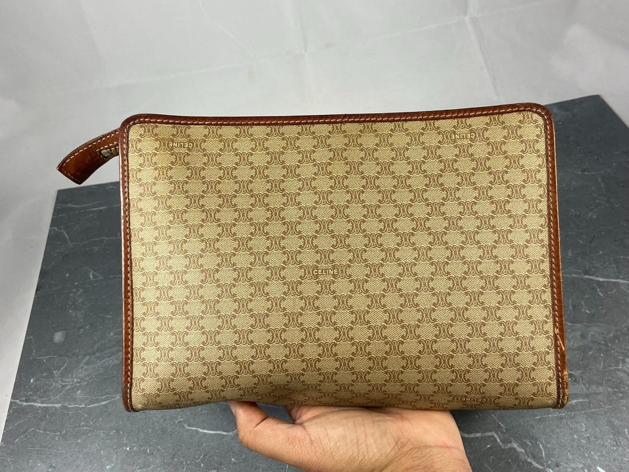 Celine Macadam Clutch Beige