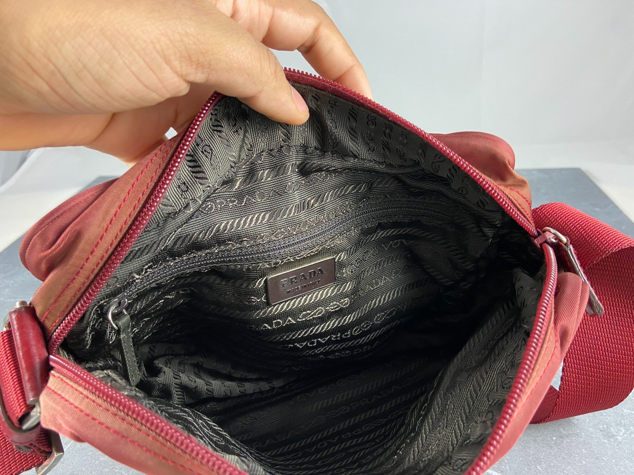 Prada Tessuto Nylon Shoulder / Crossbody Bag Red