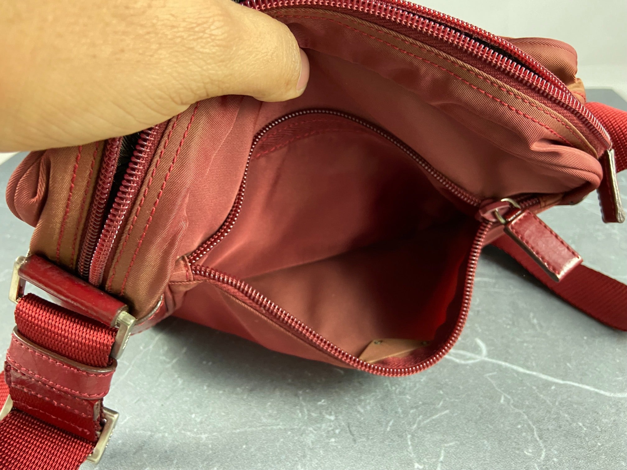 Prada Tessuto Nylon Shoulder / Crossbody Bag Red