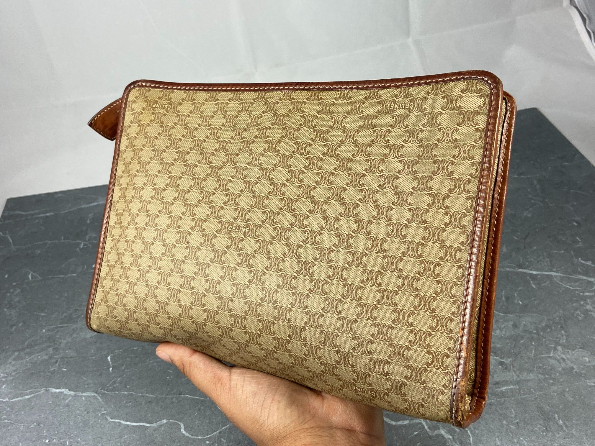 Celine Macadam Clutch Beige