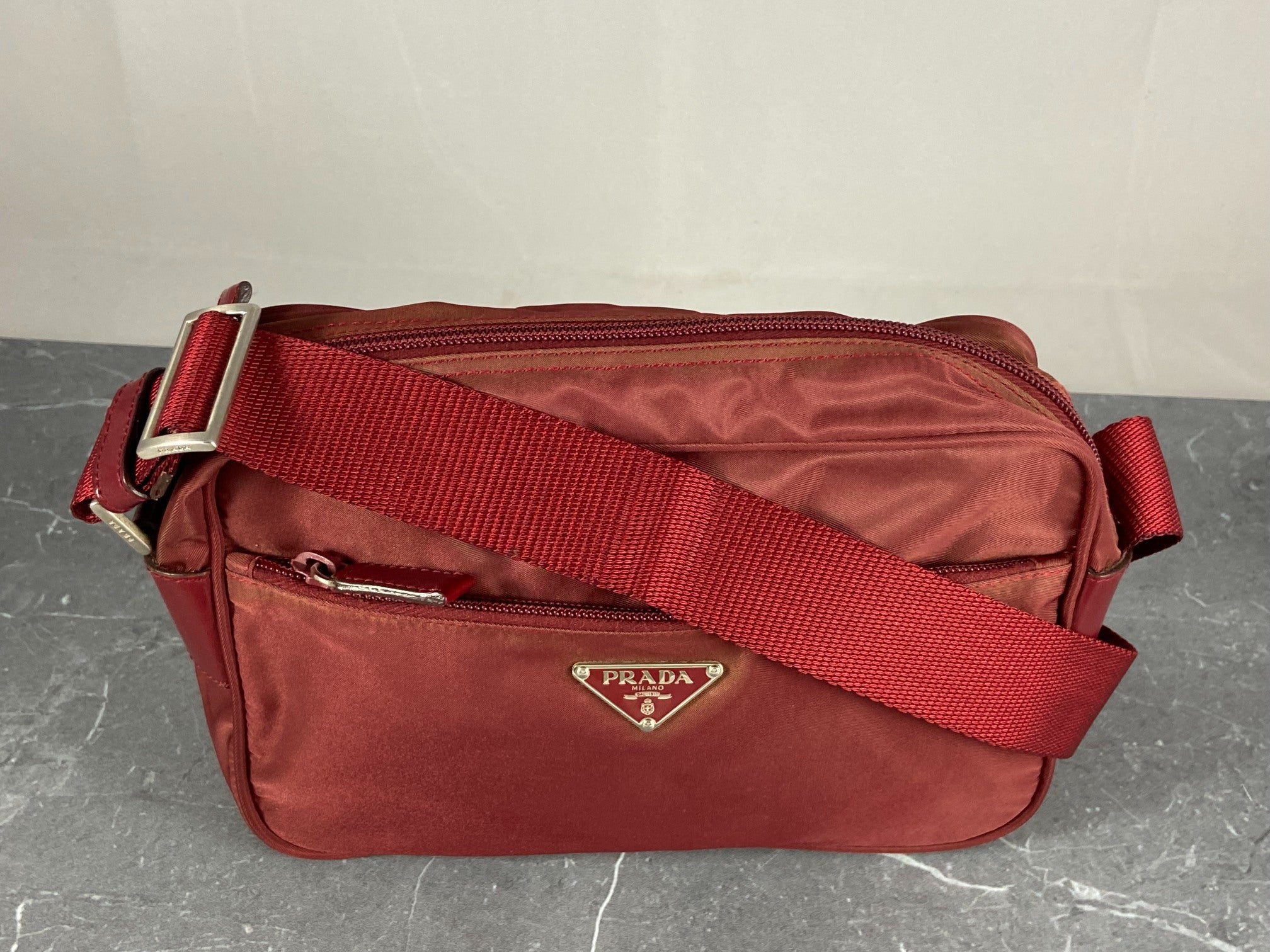Prada Tessuto Nylon Shoulder / Crossbody Bag Red