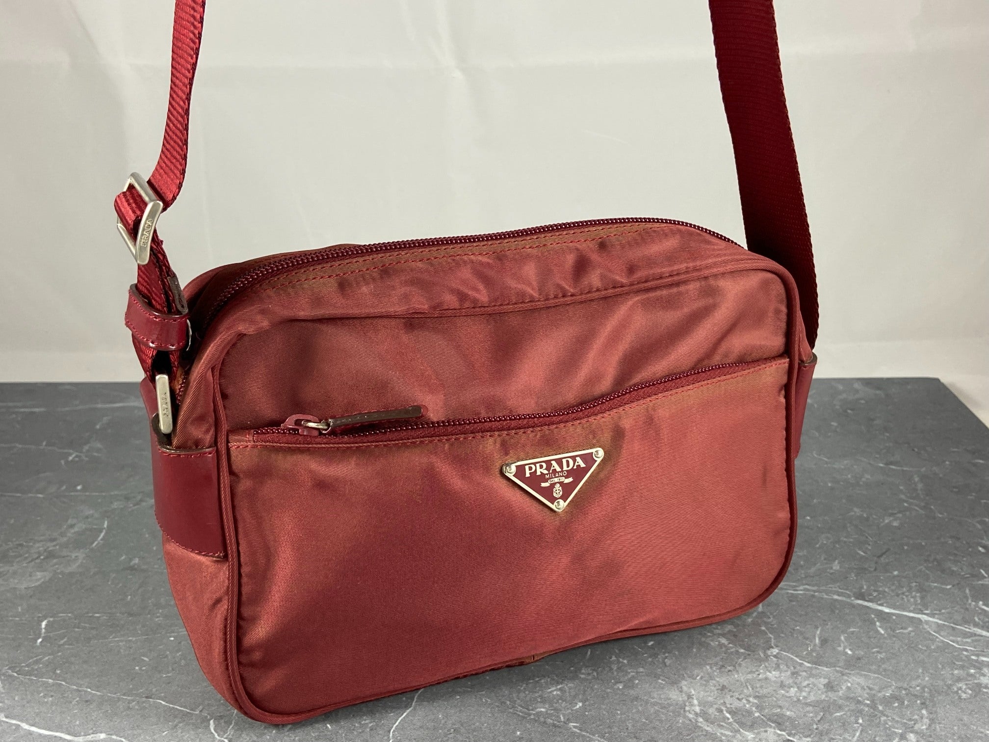 Prada Tessuto Nylon Shoulder / Crossbody Bag Red