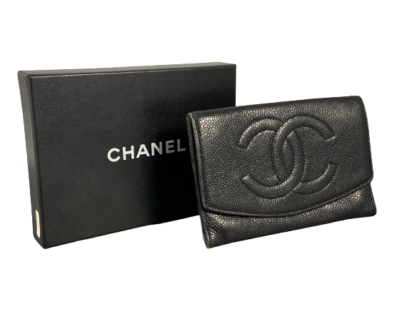 Chanel CC Long Wallet Black Caviar Leather incl. Box