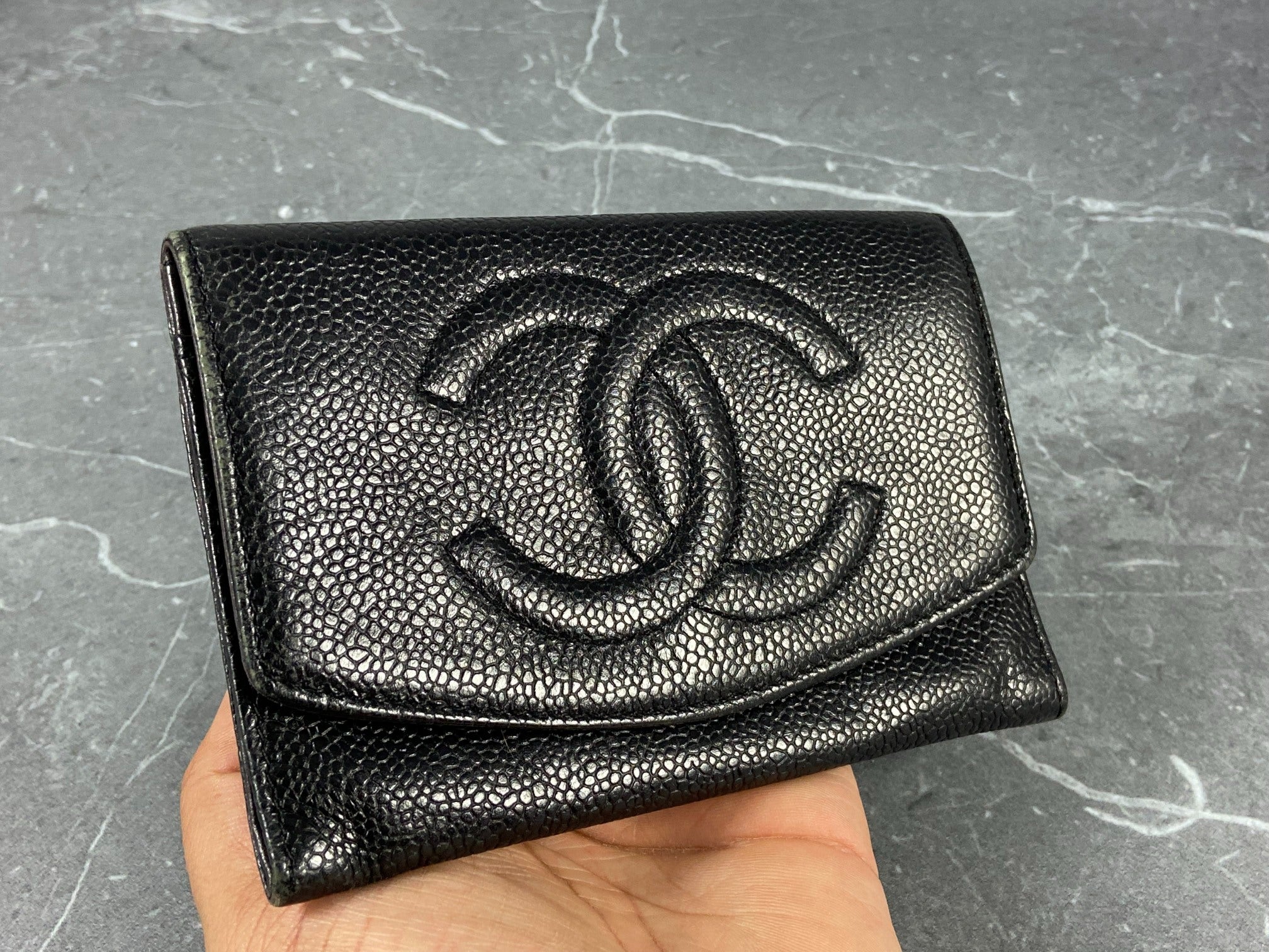 Chanel CC Long Wallet Black Caviar Leather incl. Box