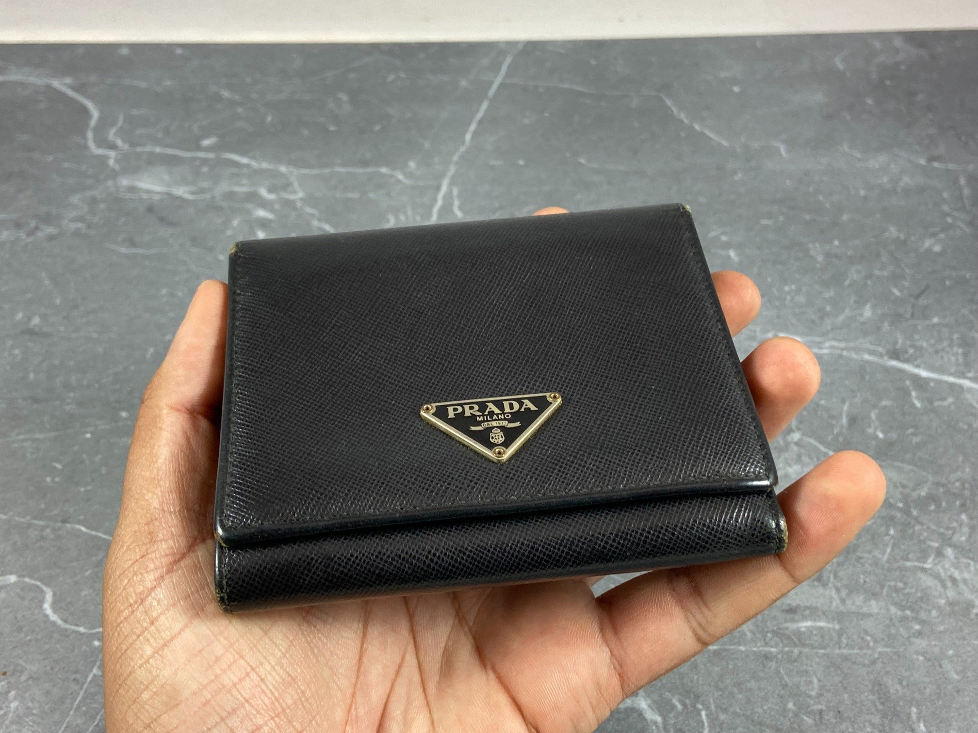 Prada Saffiano Trifold Wallet Black