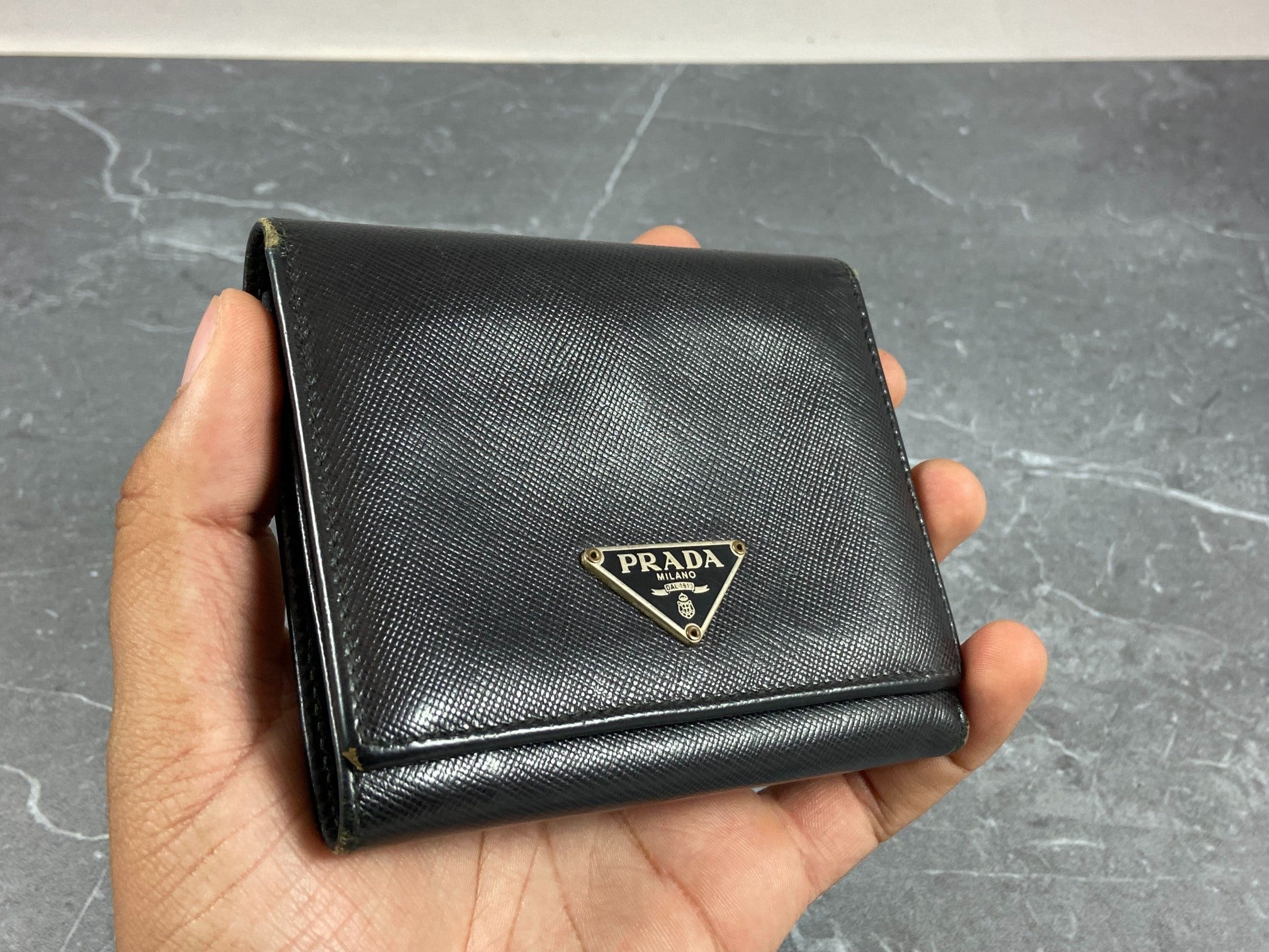 Prada Saffiano Trifold Wallet Black