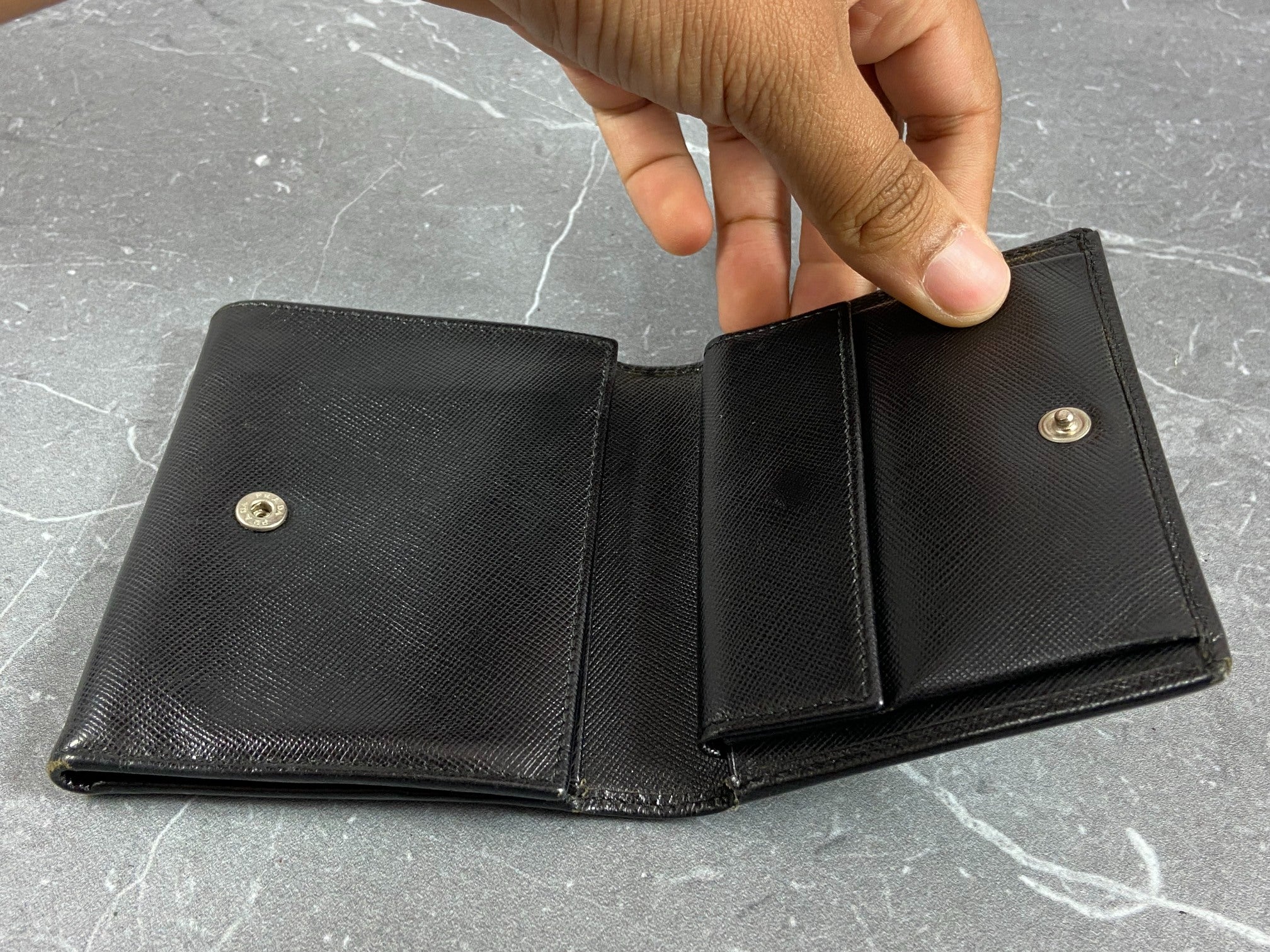 Prada Saffiano Trifold Wallet Black