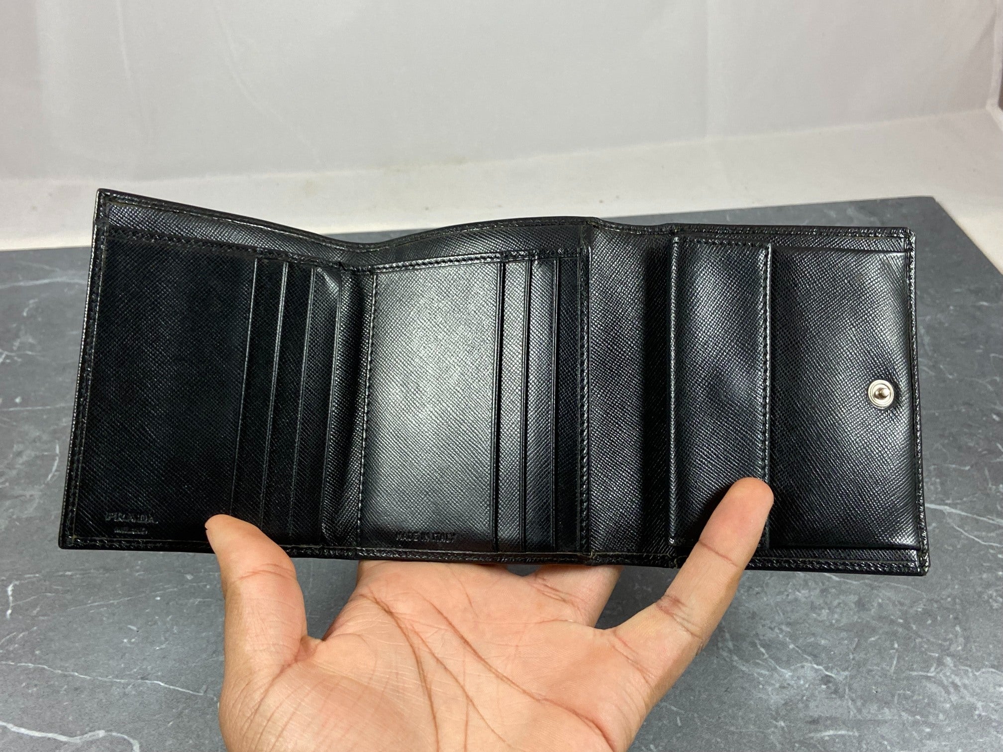 Prada Saffiano Trifold Wallet Black