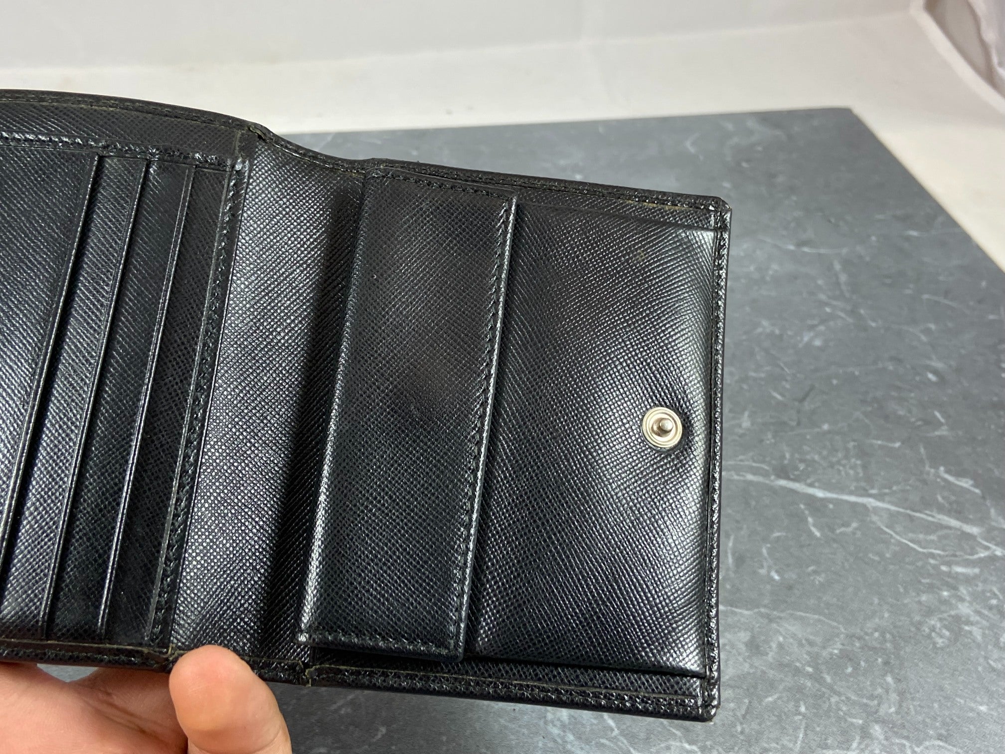 Prada Saffiano Trifold Wallet Black