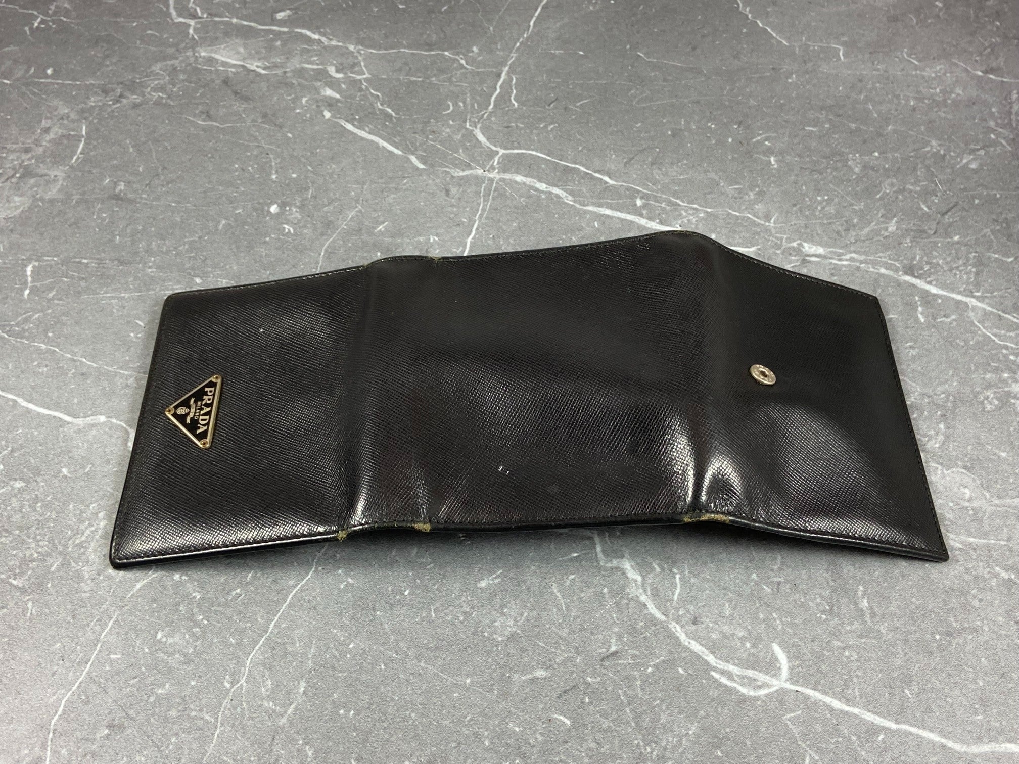 Prada Saffiano Trifold Wallet Black