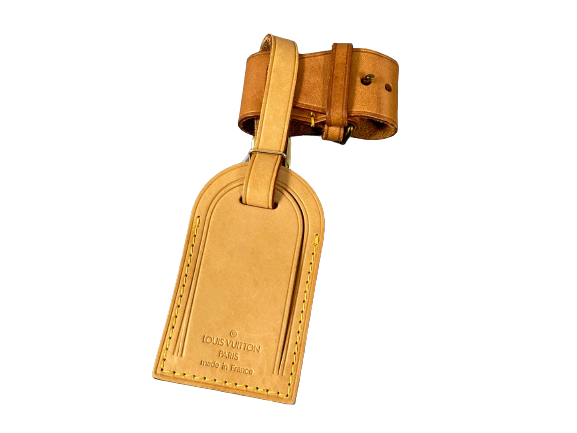 Louis Vuitton Luggage Tag & Handle Belt Beige Vachetta Leather