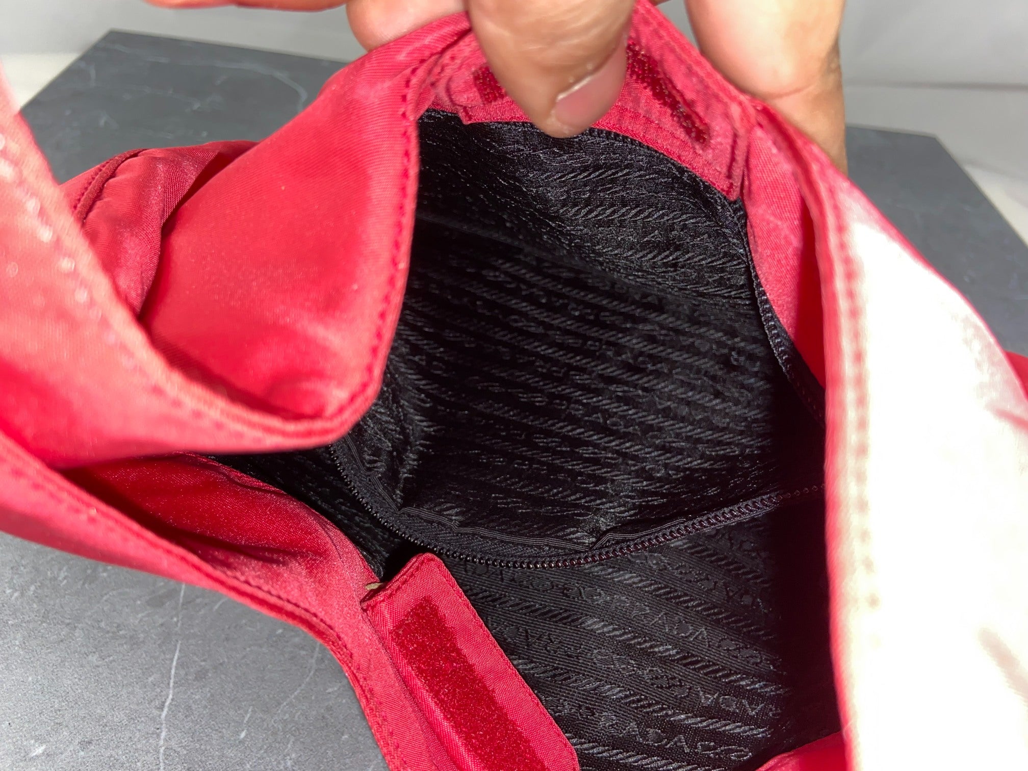 Prada Tessuto Asimmet Hand / Shoulder Bag Vermiglio