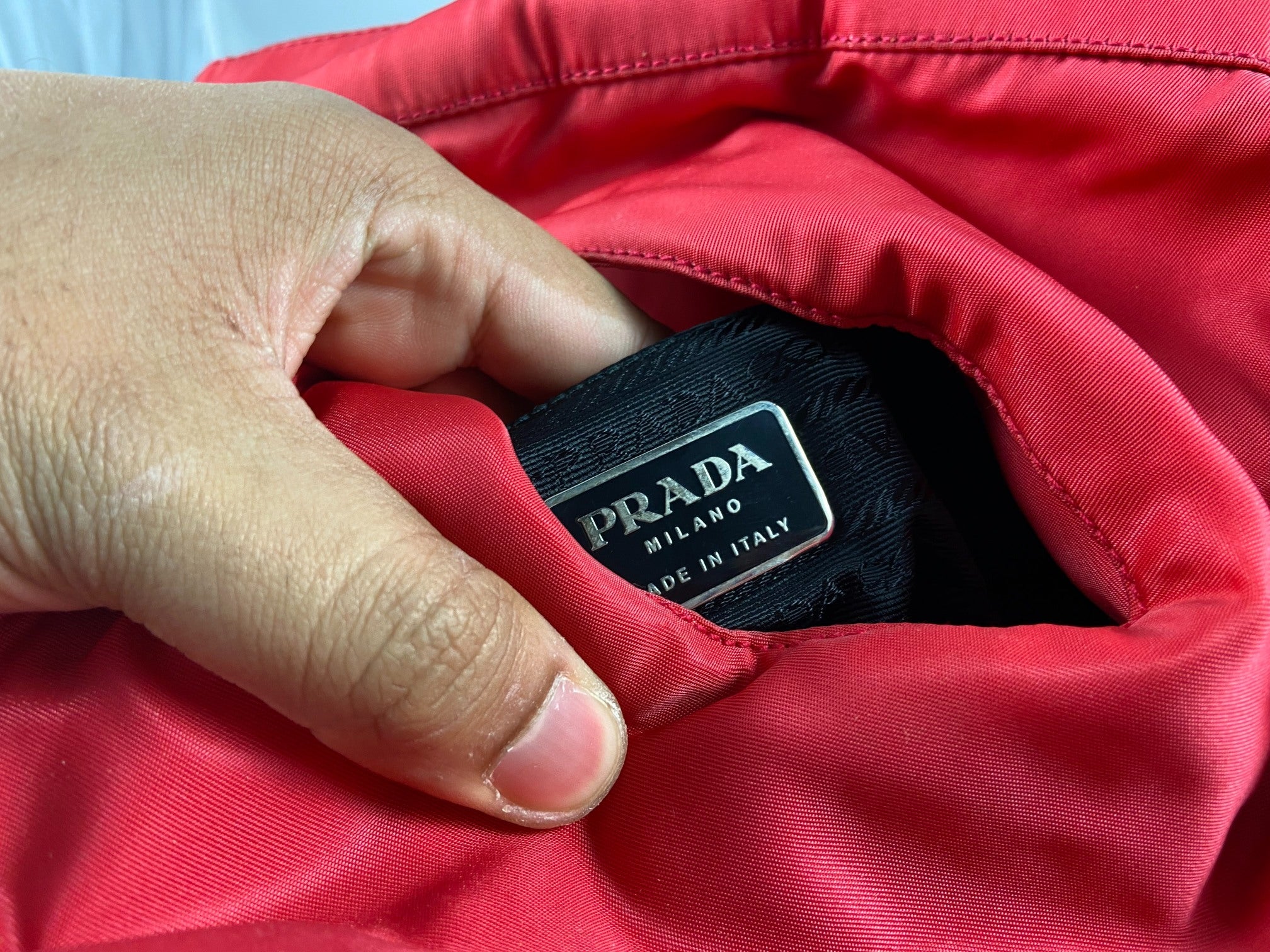 Prada Tessuto Asimmet Hand / Shoulder Bag Vermiglio