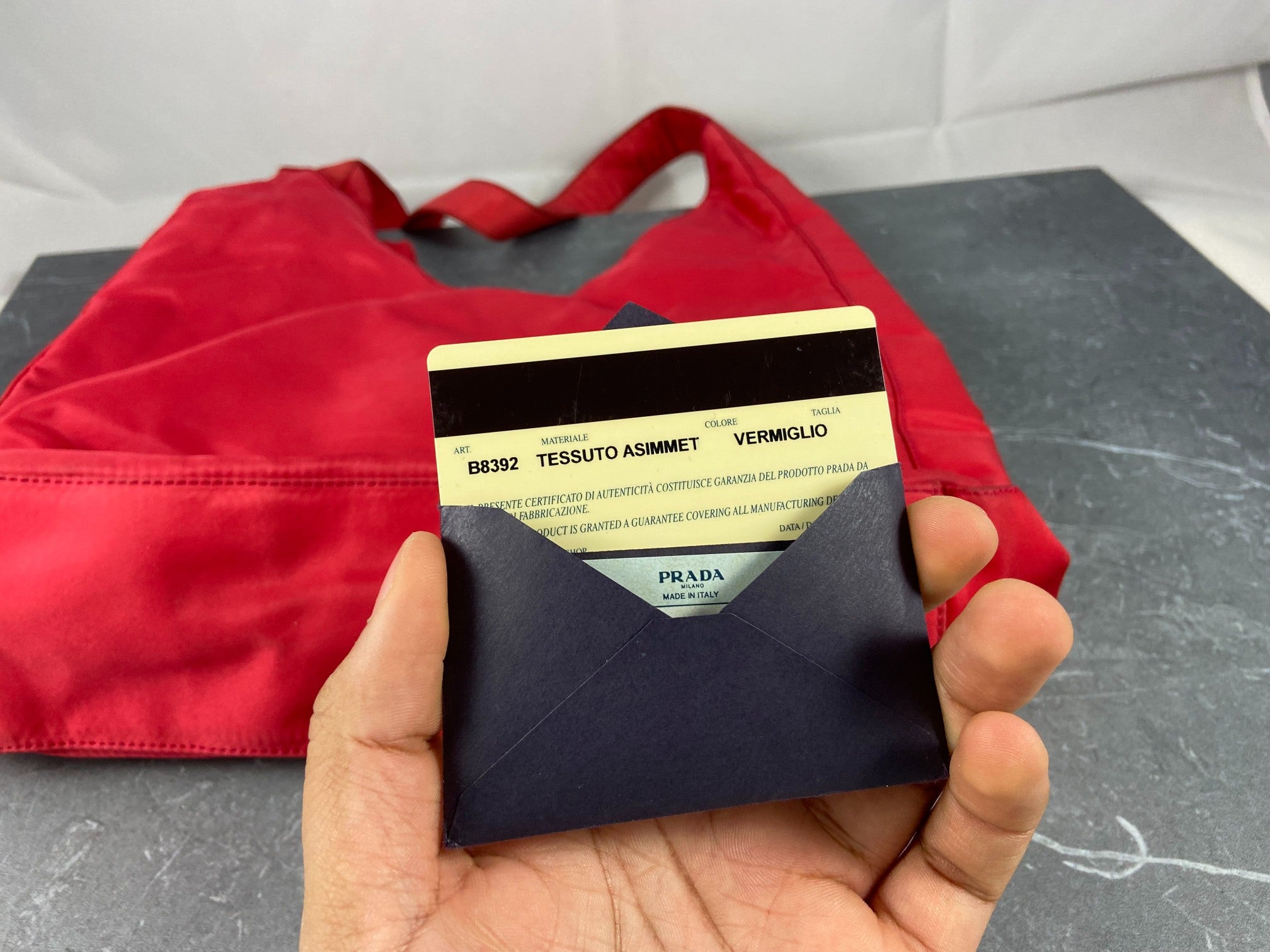 Prada Tessuto Asimmet Hand / Shoulder Bag Vermiglio