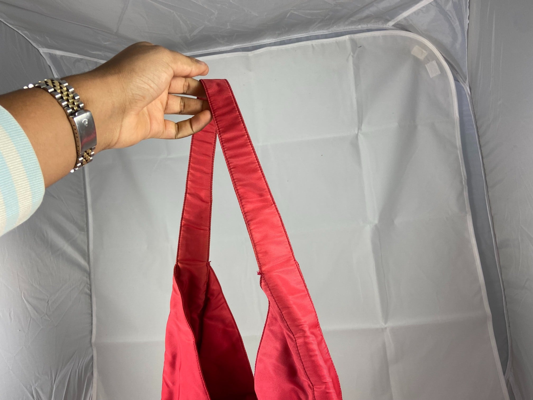 Prada Tessuto Asimmet Hand / Shoulder Bag Vermiglio