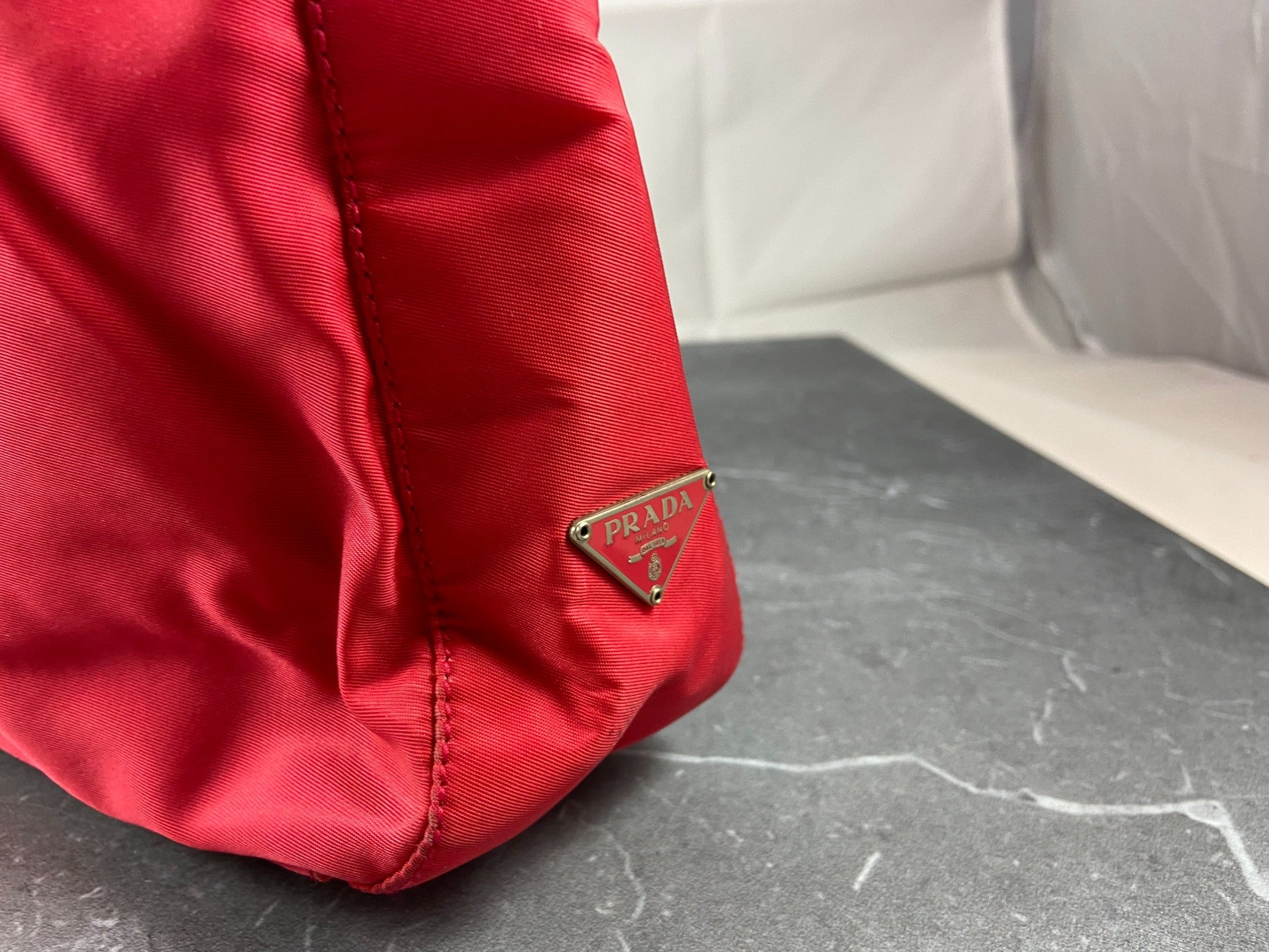 Prada Tessuto Asimmet Hand / Shoulder Bag Vermiglio