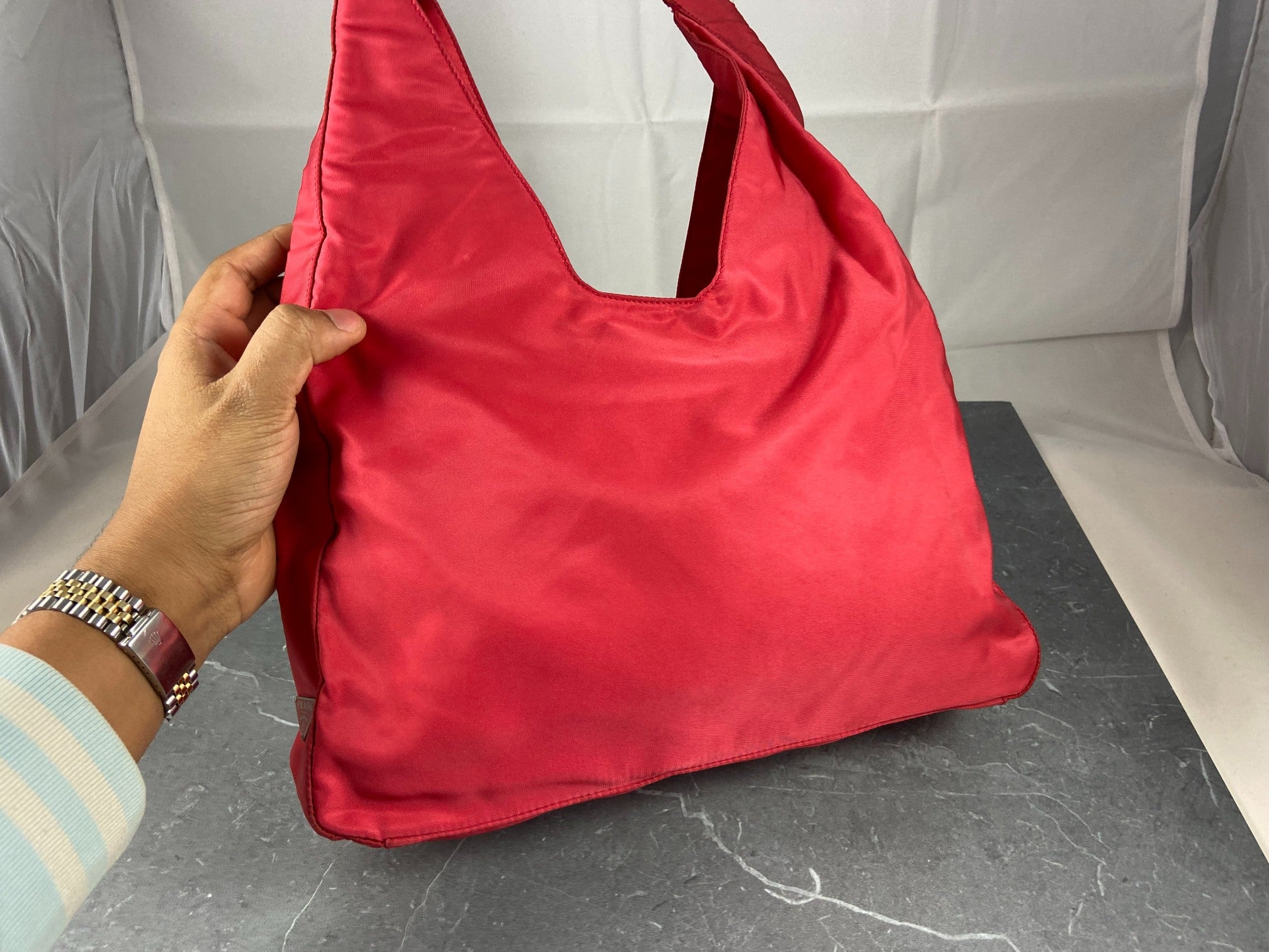 Prada Tessuto Asimmet Hand / Shoulder Bag Vermiglio