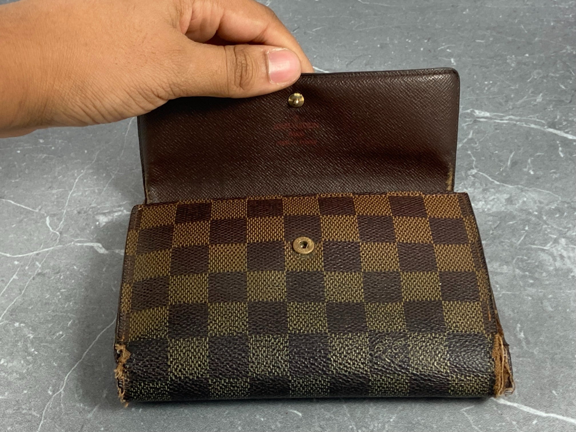 Louis Vuitton Porte Tresor Etui Wallet Damier Ebene Canvas