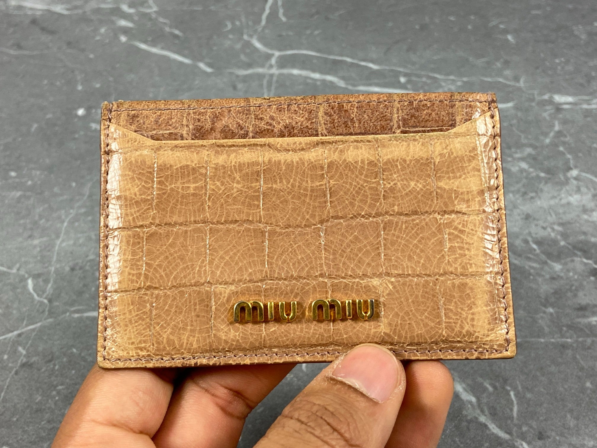 Miu Miu Cardholder Beige Crocodile Pattern
