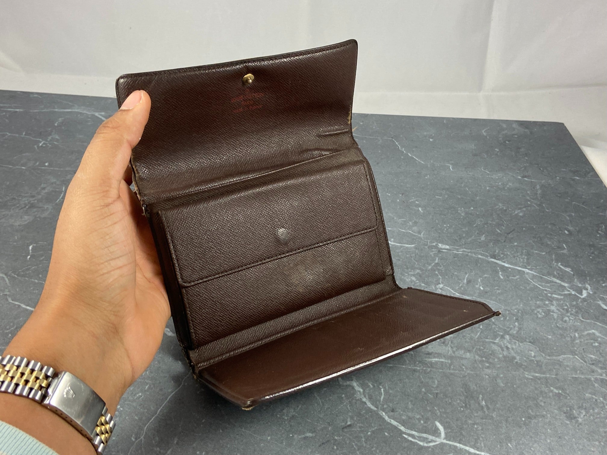 Louis Vuitton Porte Tresor Etui Wallet Damier Ebene Canvas