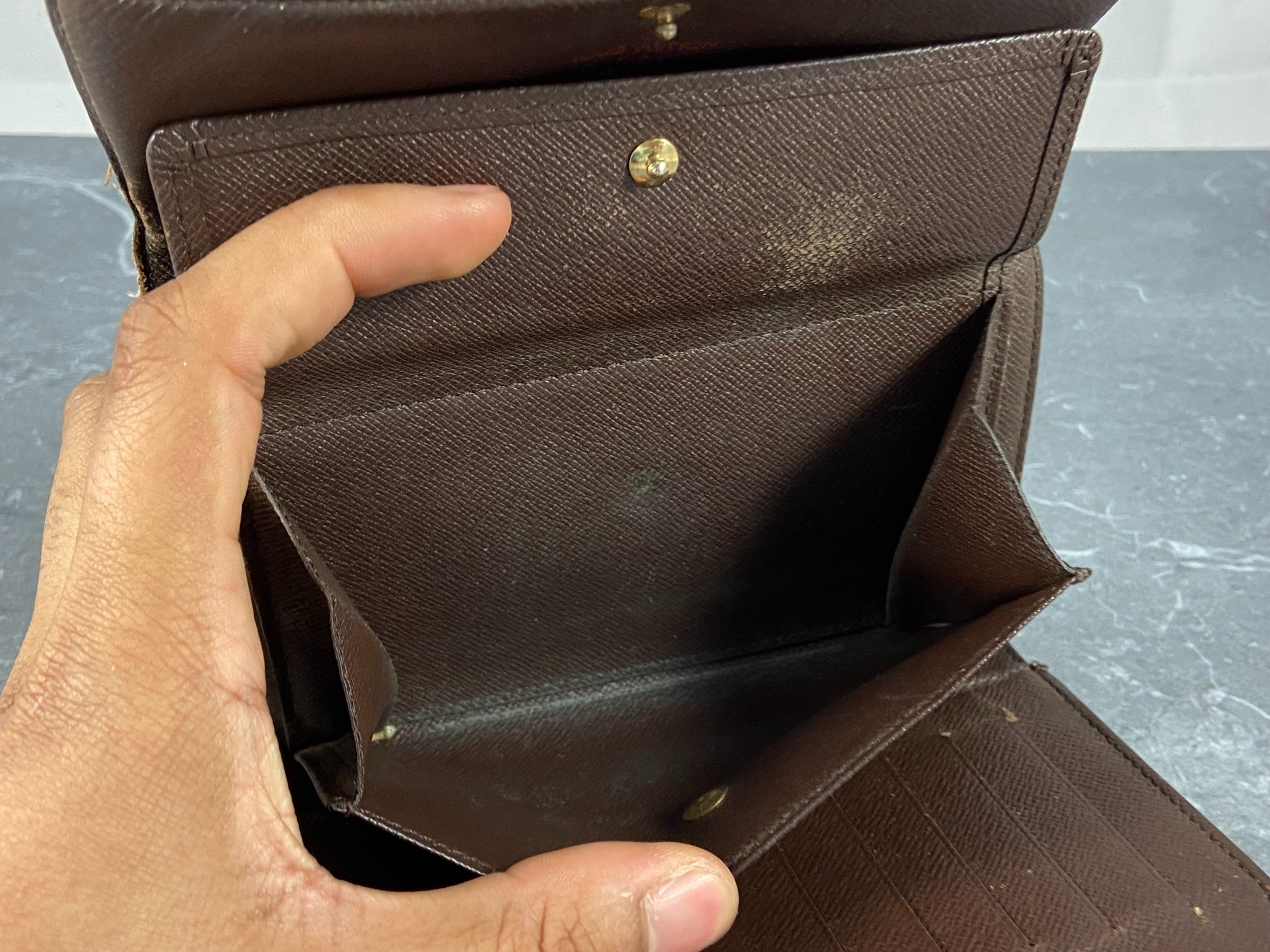 Louis Vuitton Porte Tresor Etui Wallet Damier Ebene Canvas