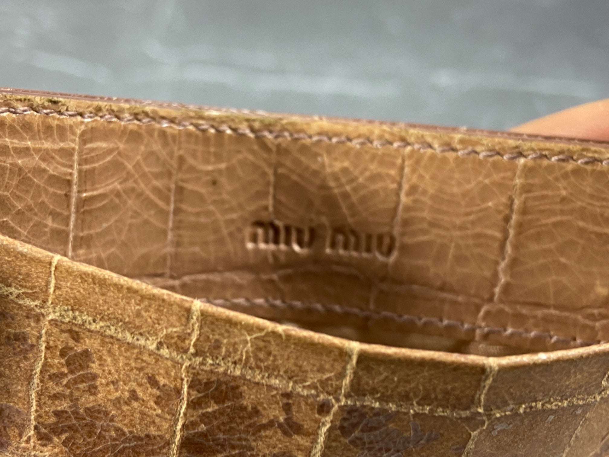 Miu Miu Cardholder Beige Crocodile Pattern