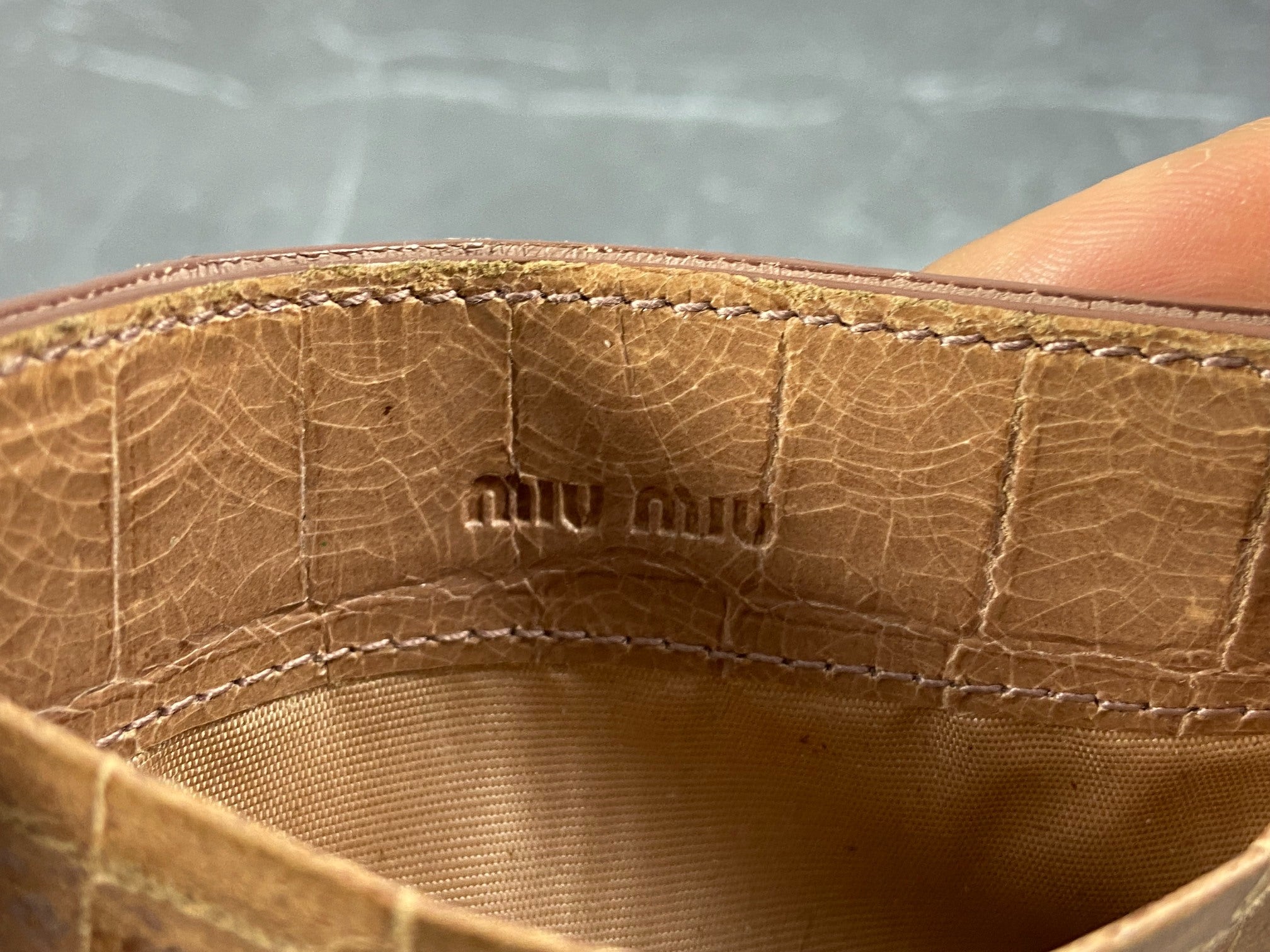 Miu Miu Cardholder Beige Crocodile Pattern