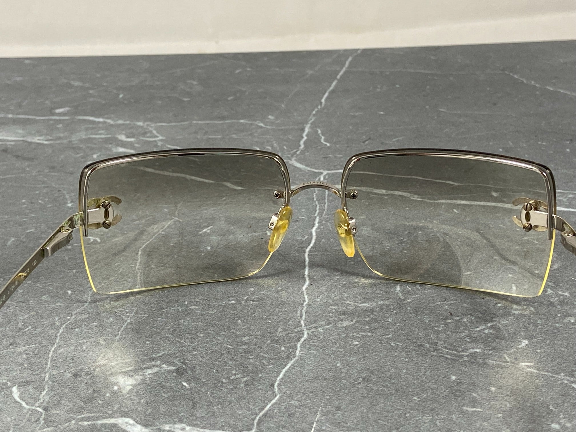 Chanel 4092-B Rimless Crystal CC Shades Silver Tone