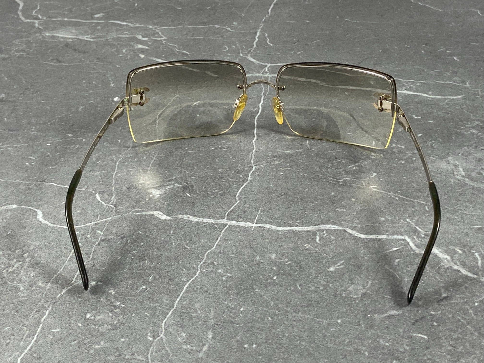 Chanel 4092-B Rimless Crystal CC Shades Silver Tone