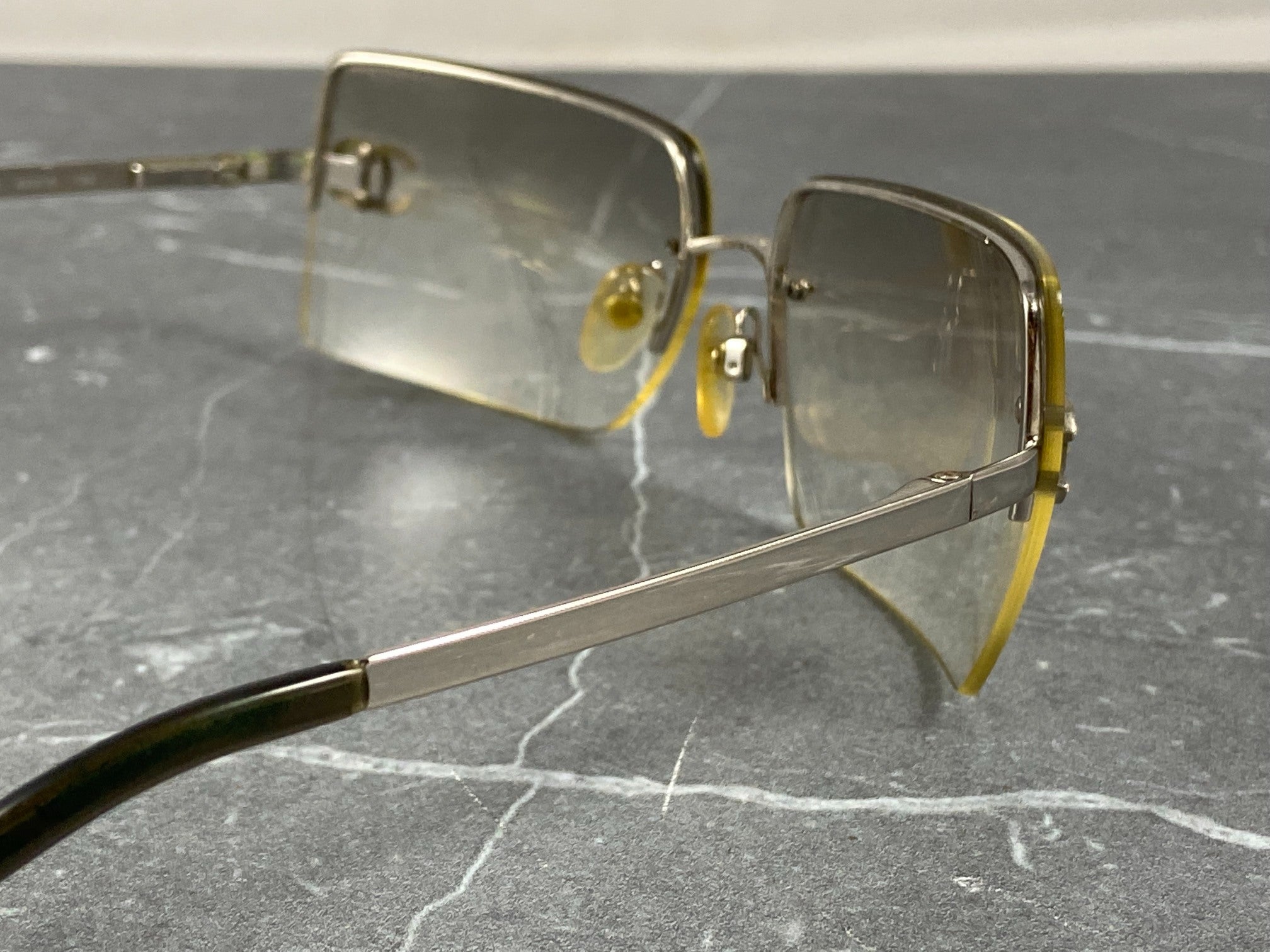 Chanel 4092-B Rimless Crystal CC Shades Silver Tone