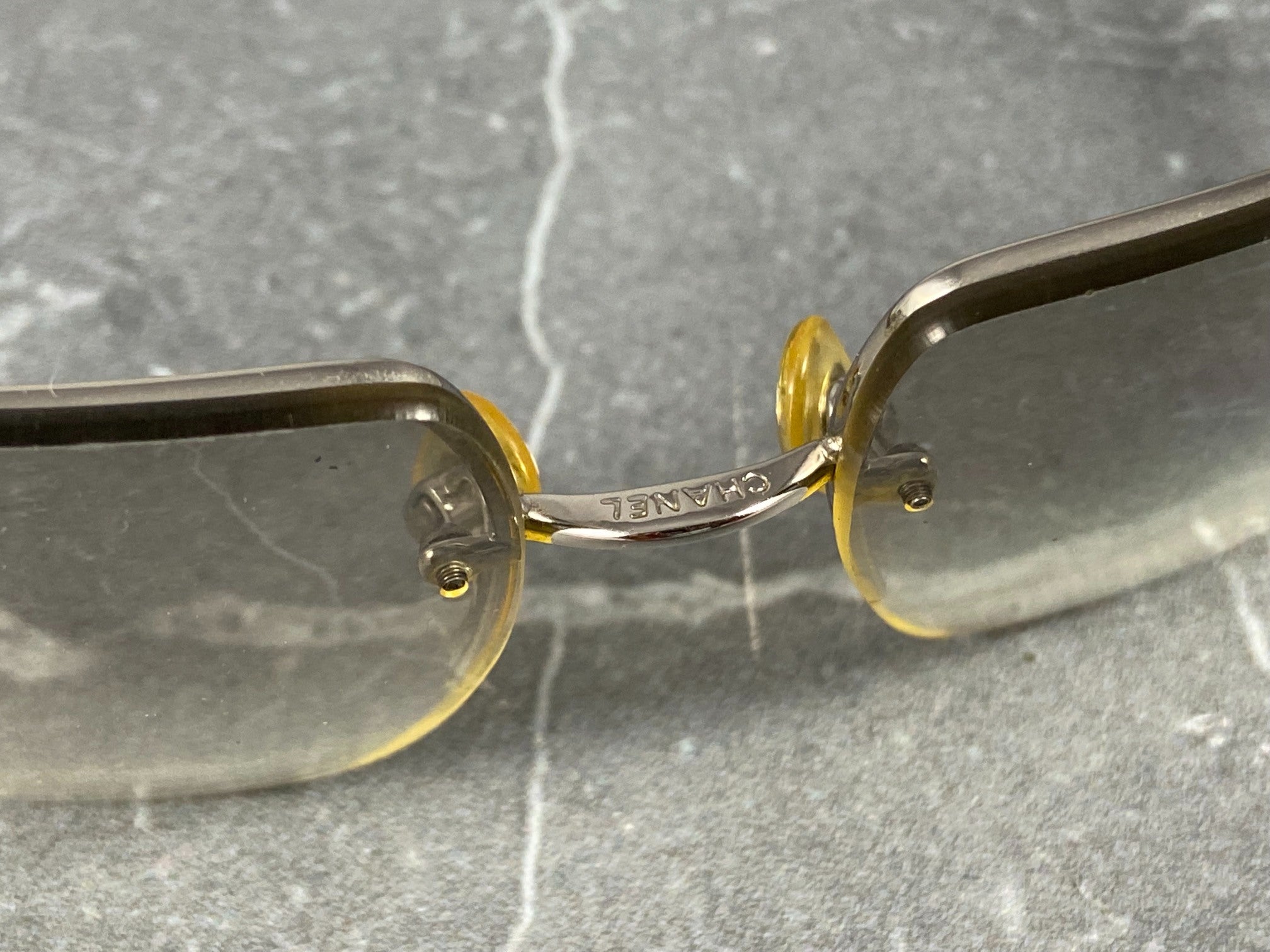 Chanel 4092-B Rimless Crystal CC Shades Silver Tone