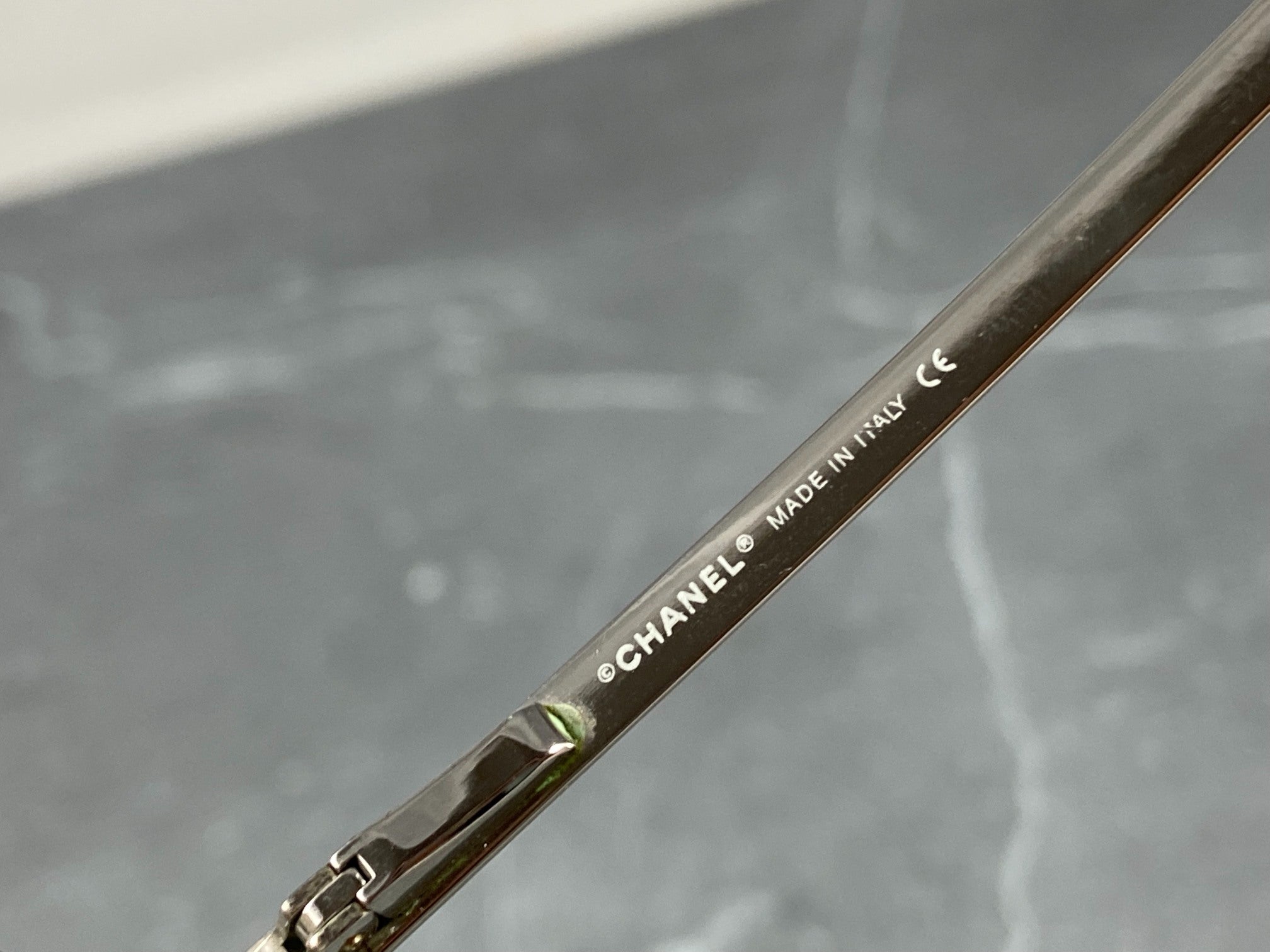 Chanel 4092-B Rimless Crystal CC Shades Silver Tone