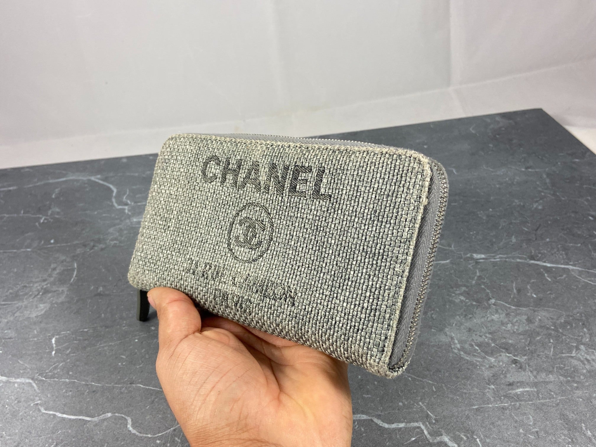 Chanel Deauville Zippy Wallet Grey